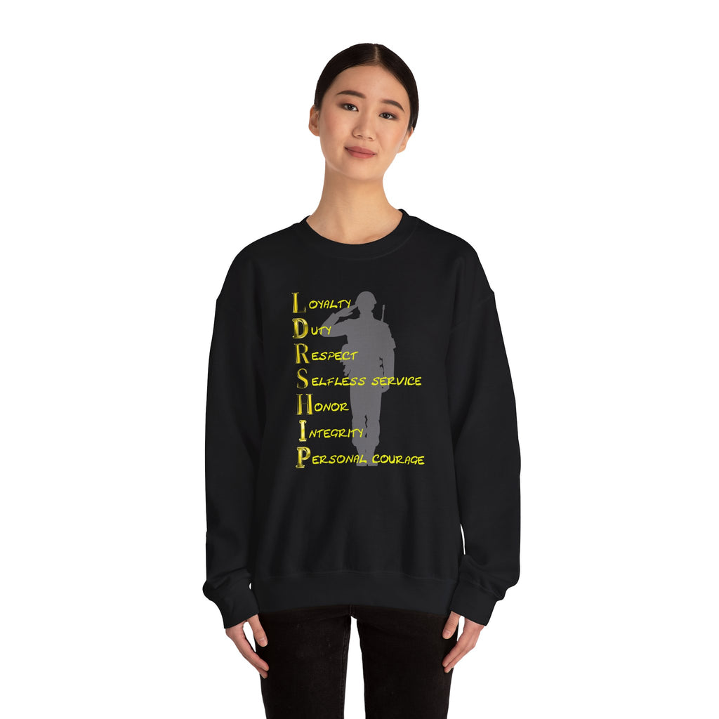 Leadership Military Salute Crewneck Sweatshirt — LDRSHIP Values Design