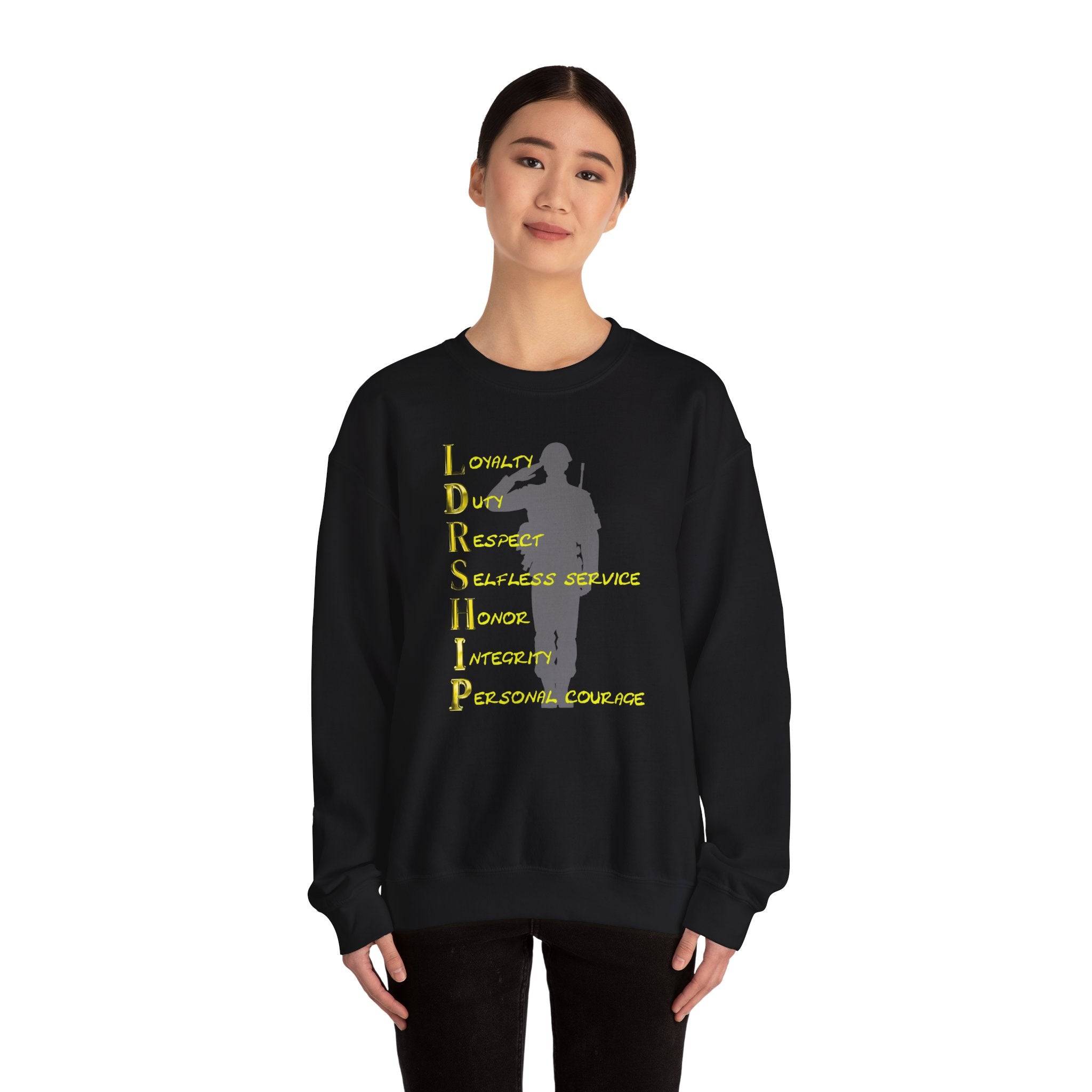 Leadership Military Salute Crewneck Sweatshirt — LDRSHIP Values Design