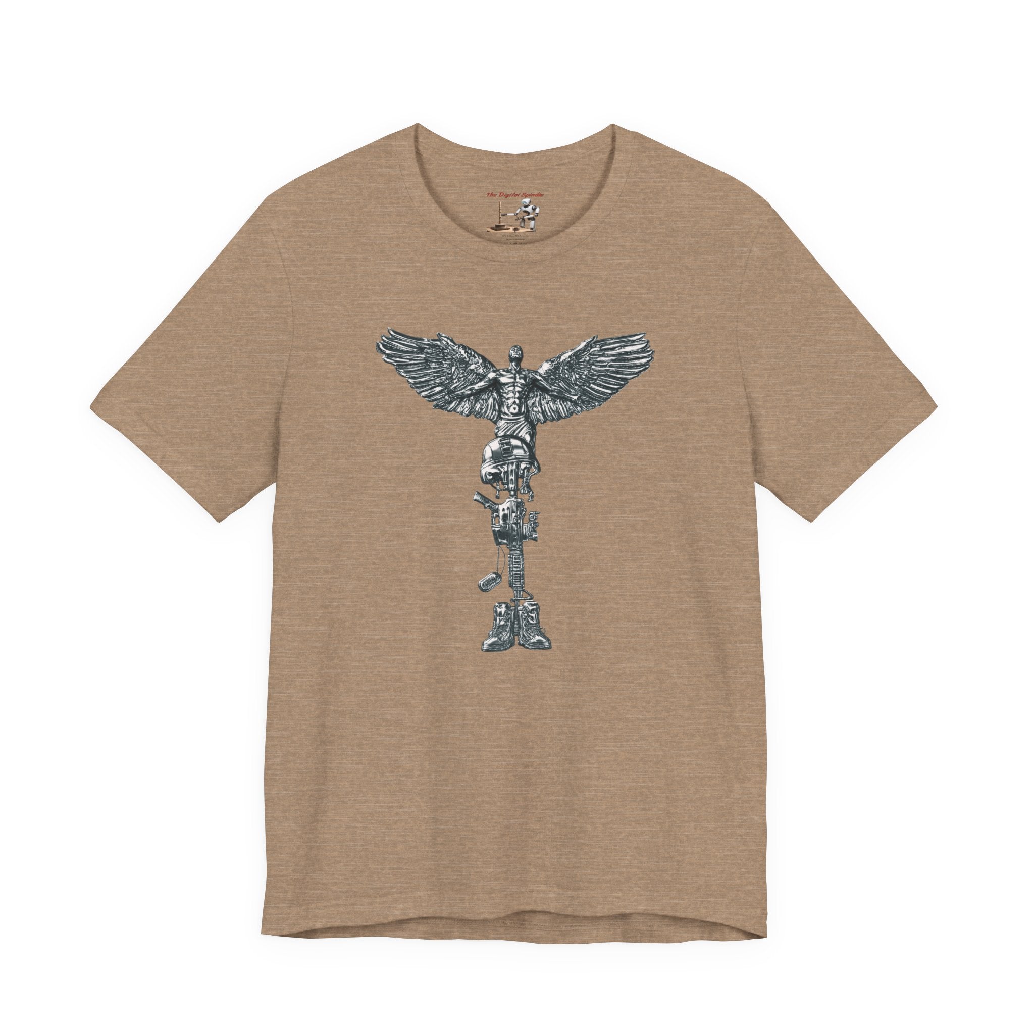 Army Veteran T-Shirt — Military Skull Helmet Back & Winged Medic Front Tee