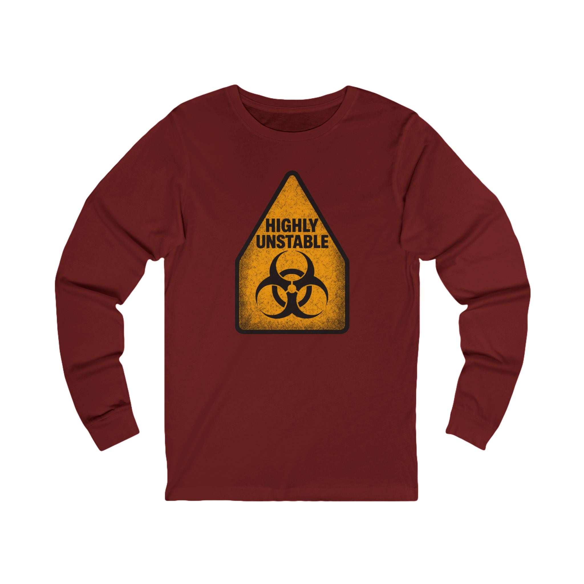 "Highly Unstable" Biohazard Warning Graphic Long Sleeve Tee