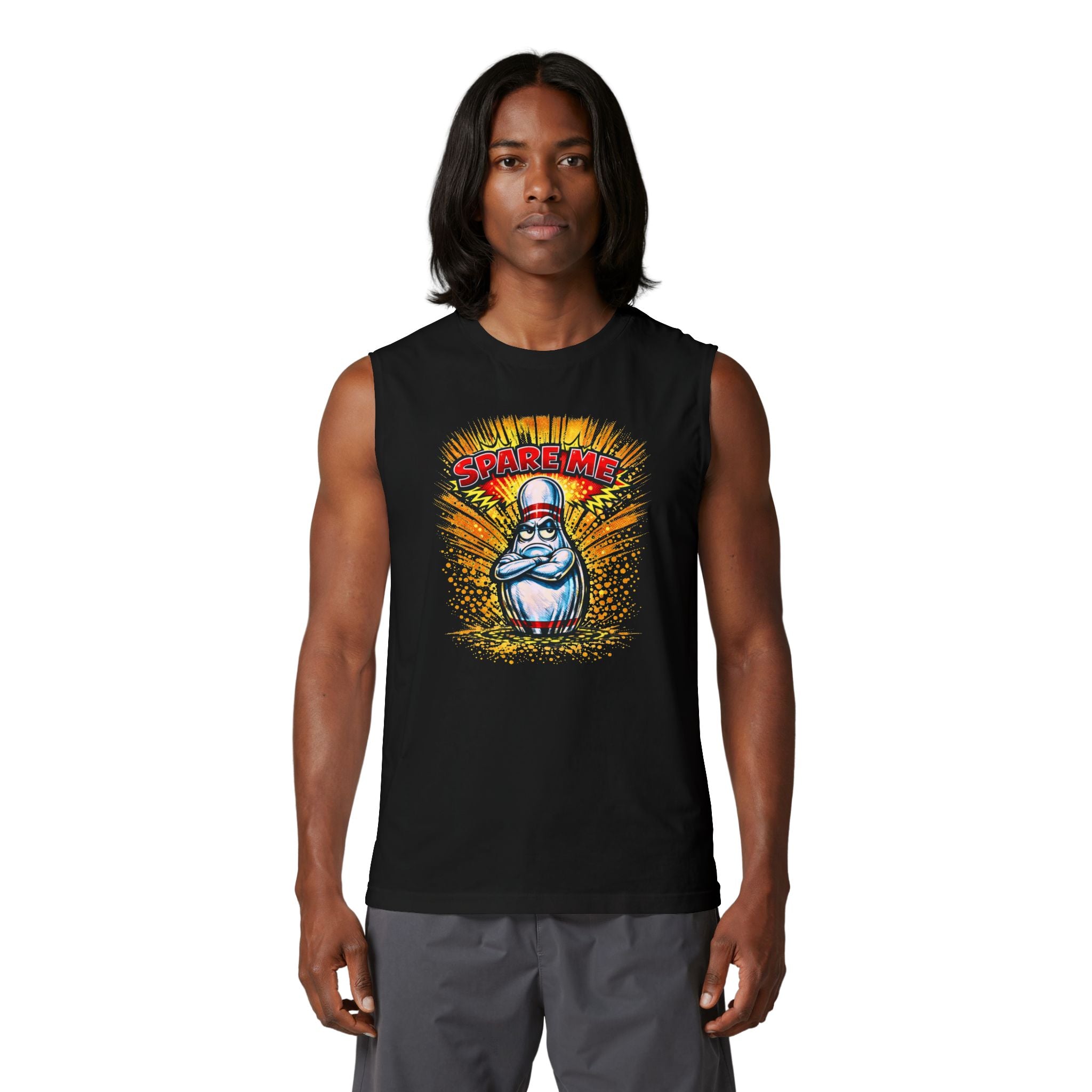 Spare Time Bowling Pin Tank Top — Retro Graphic Muscle Tank