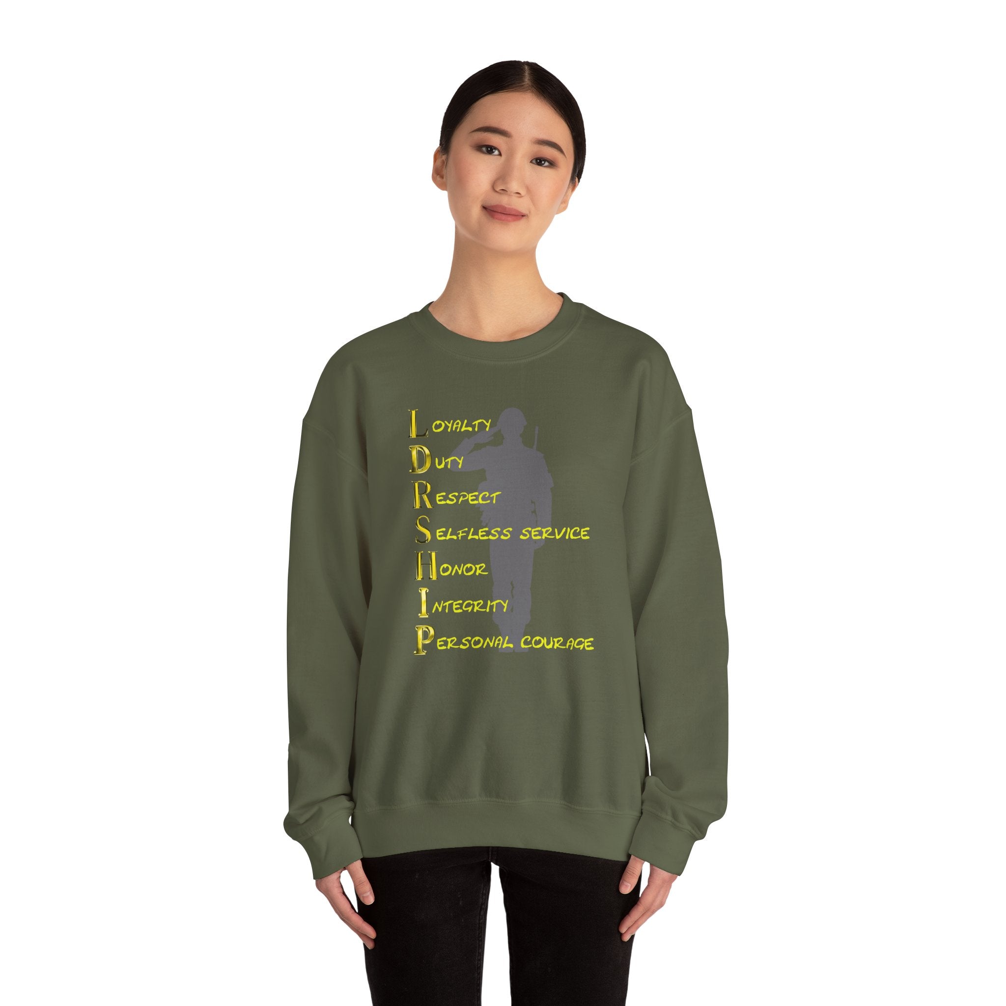 Leadership Military Salute Crewneck Sweatshirt — LDRSHIP Values Design