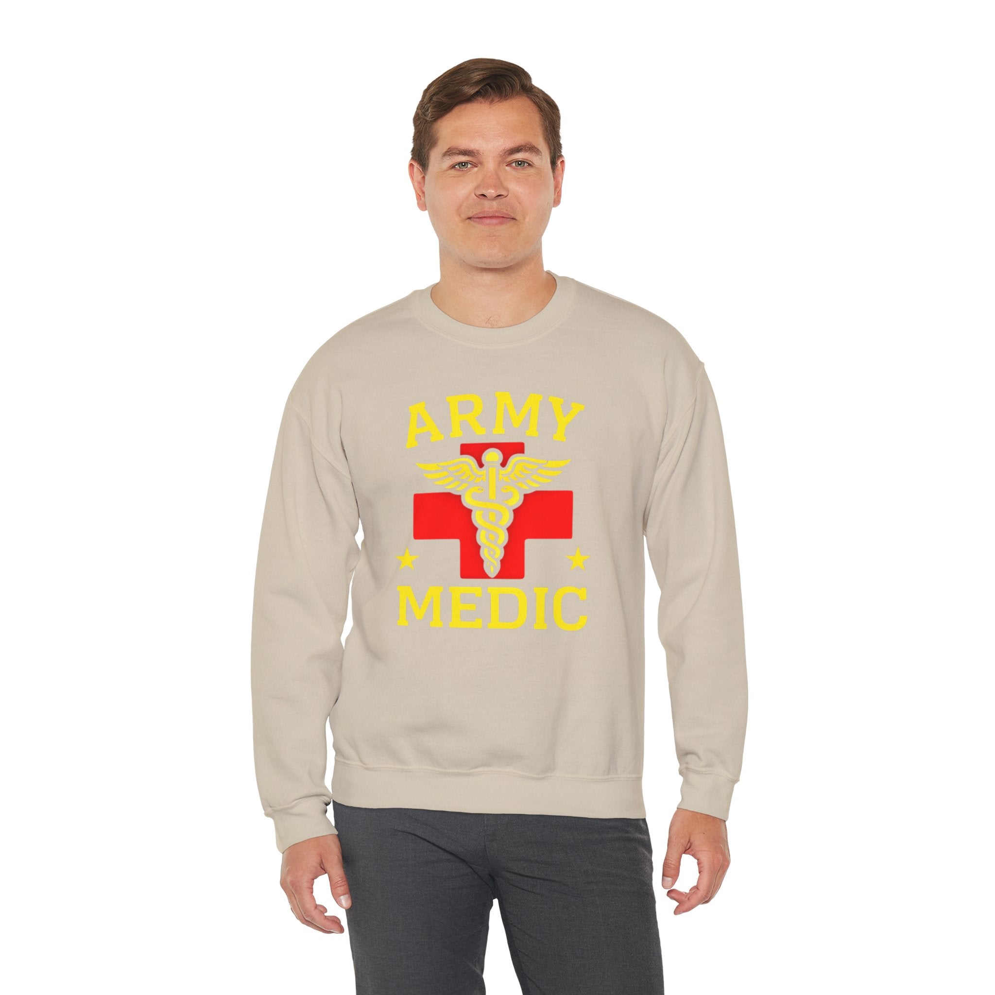 Army Medic Crewneck Sweatshirt — Military Medical Caduceus Design