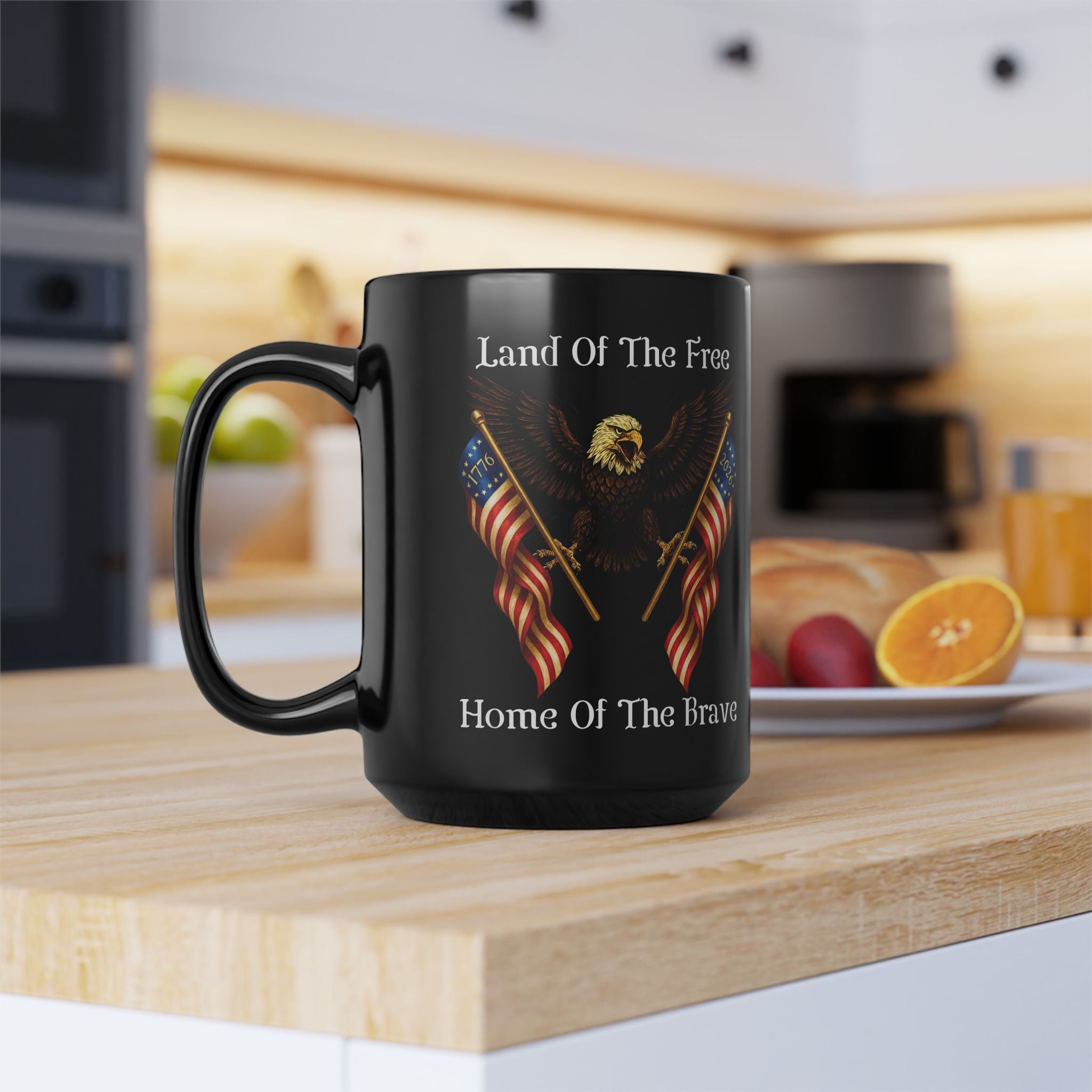 "Land of the Free, Home of the Brave" 15oz Black Mug