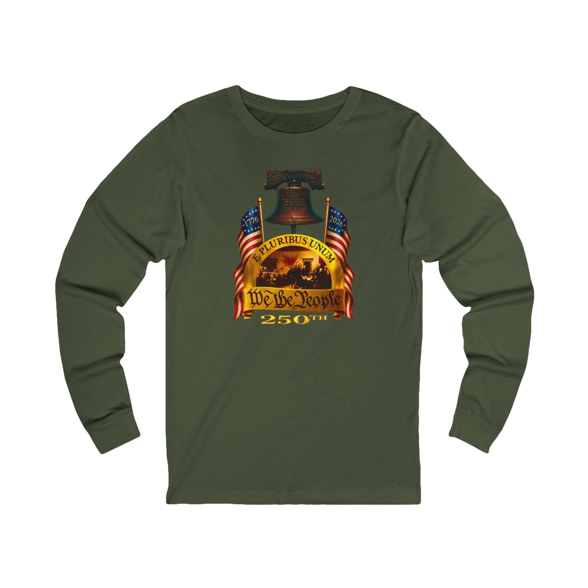 "We the People" Long Sleeve Tee – "We the People" Patriotic Flag & Liberty Bell Shirt