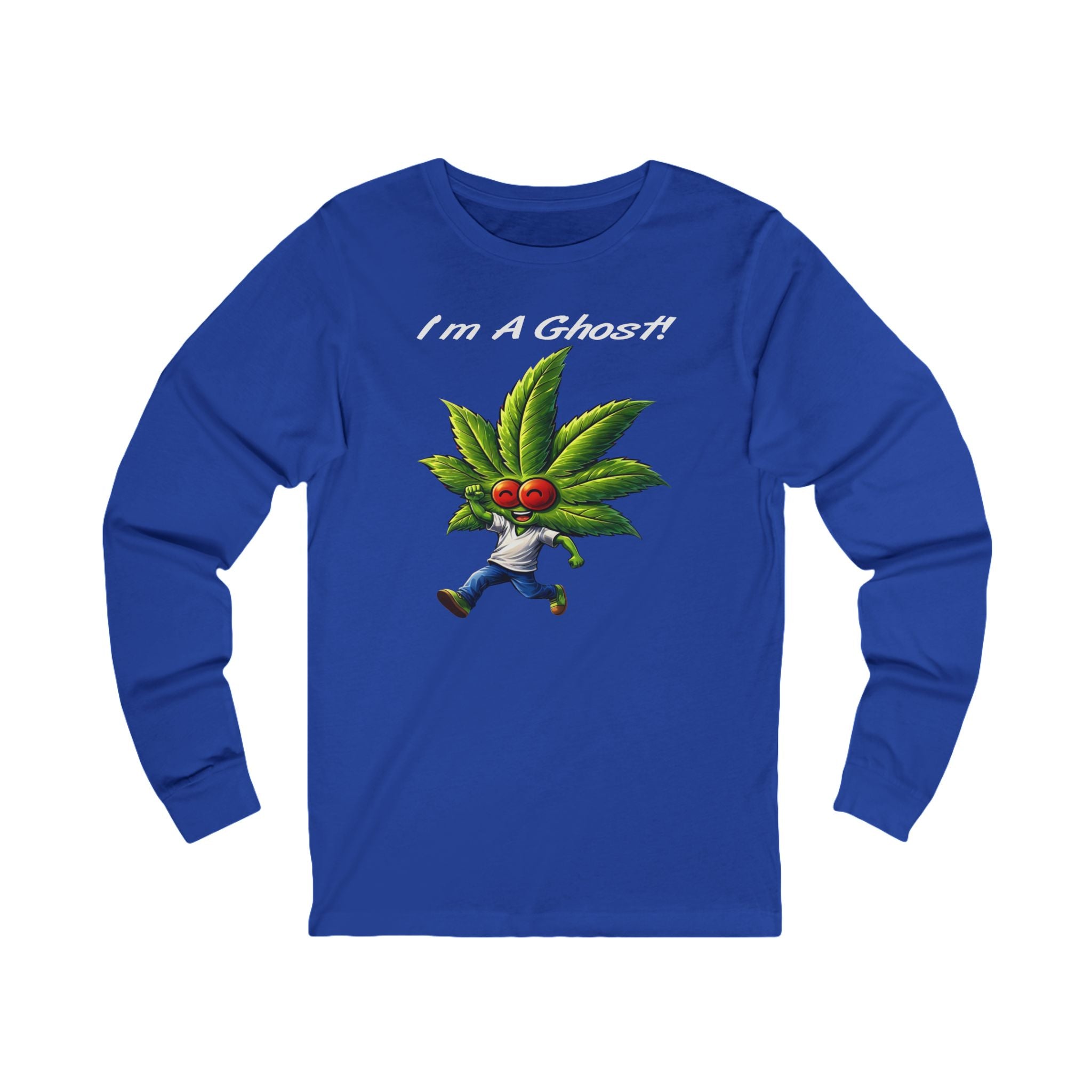 I'm A Ghost! Long Sleeve Tee — Playful Cannabis Leaf Character Shirt