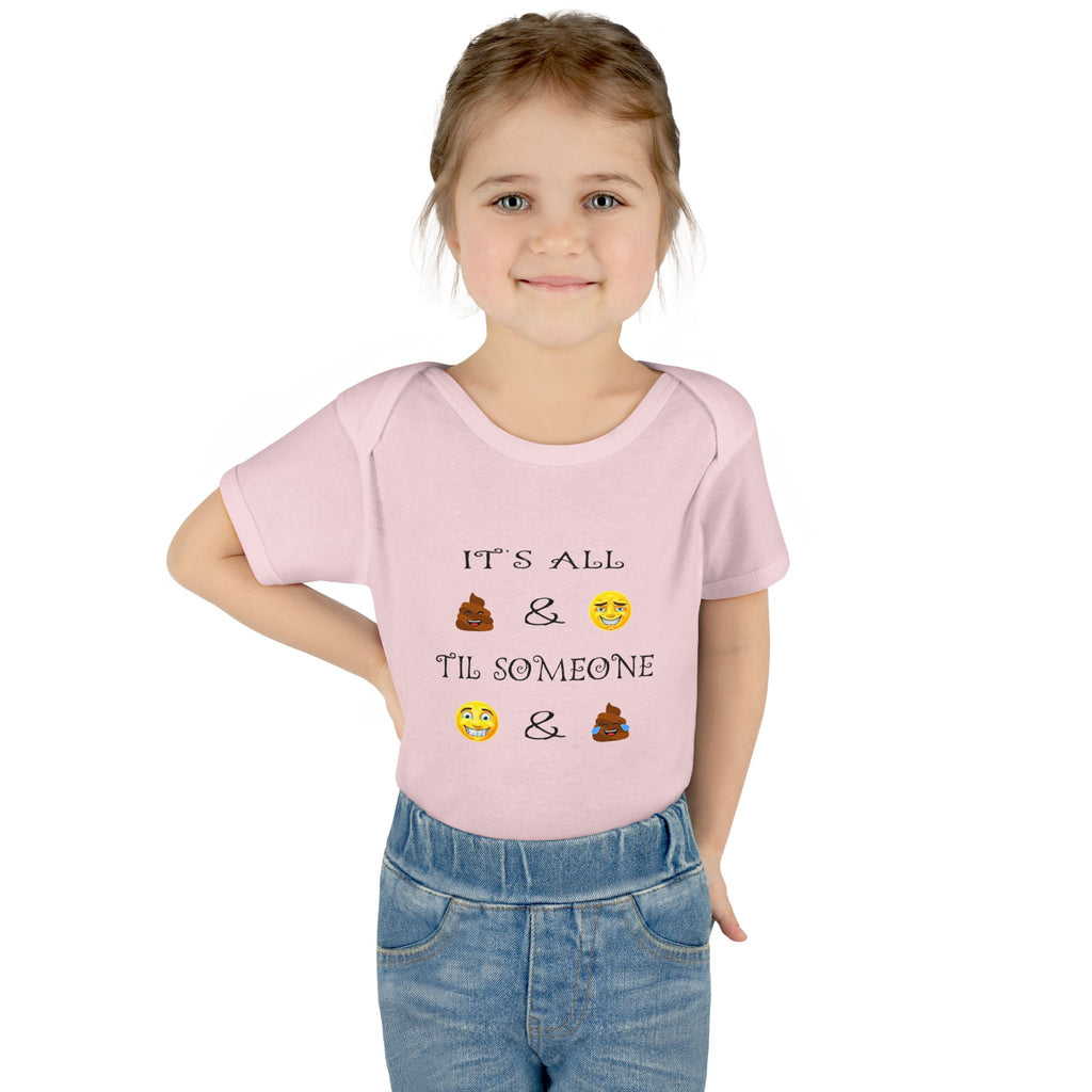 "It's All & 'Til Someone" Poop & Emoji Funny Baby Onesie
