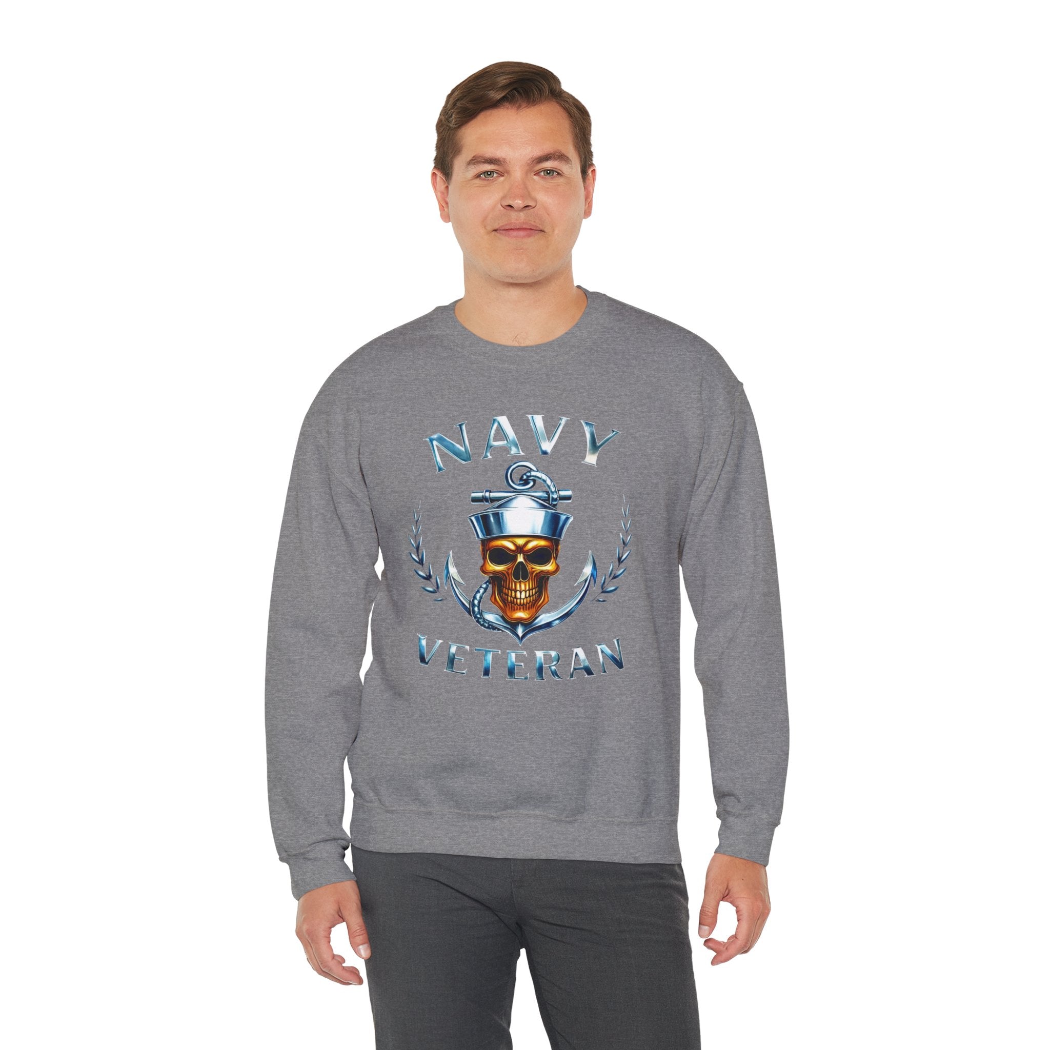 Navy Veteran Skull Anchor Crewneck Sweatshirt