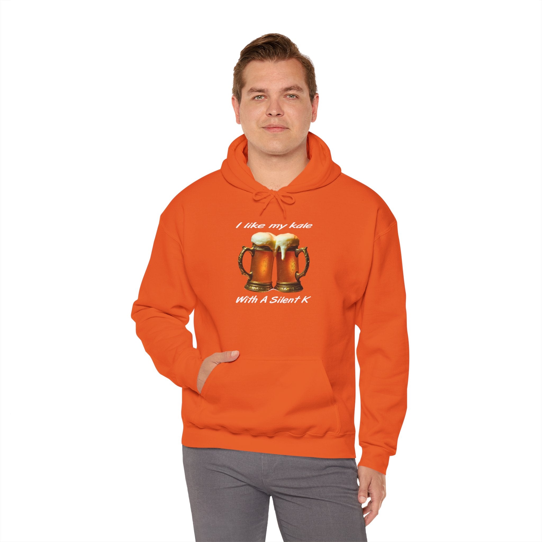 Hoodie - "I Like My Kale With A Silent K" Beer Cheers Graphic Hoodie