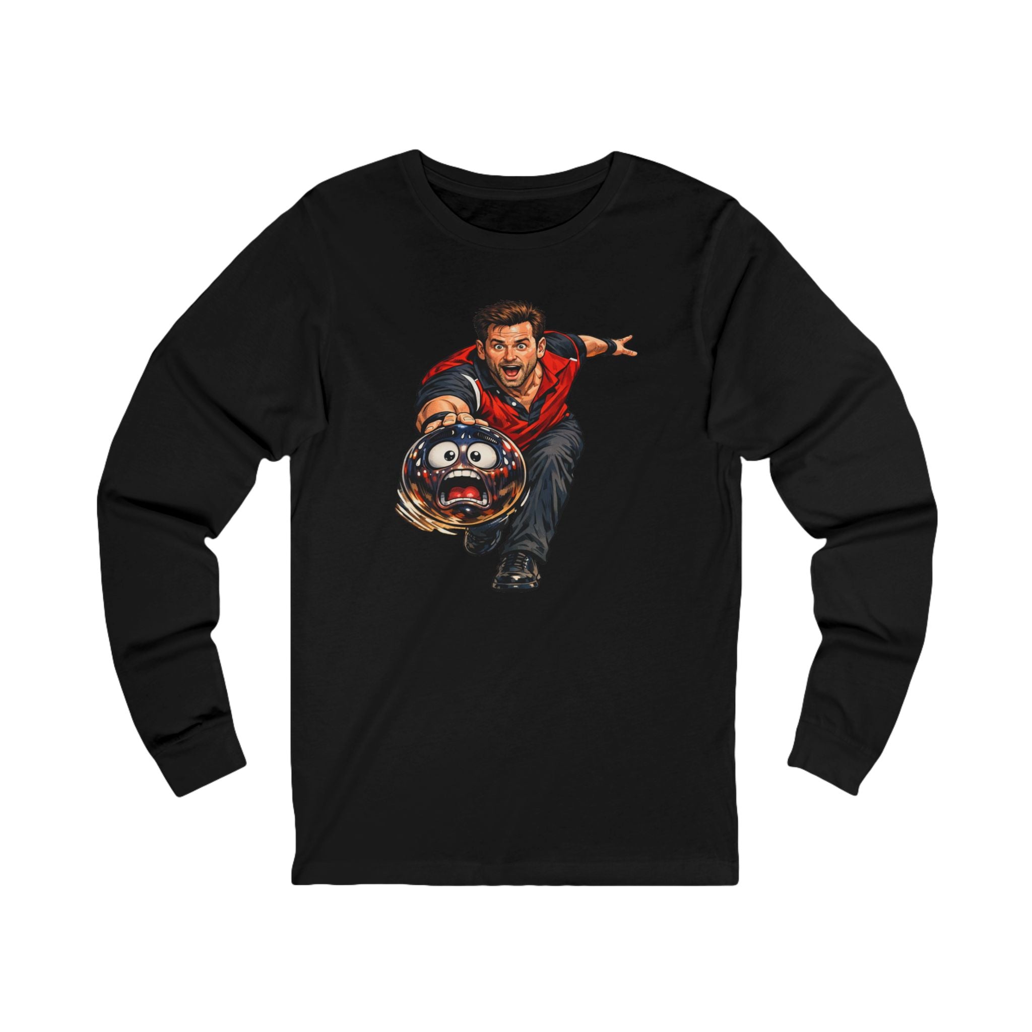 Funny Bowling Ball Graphic Long Sleeve Tee