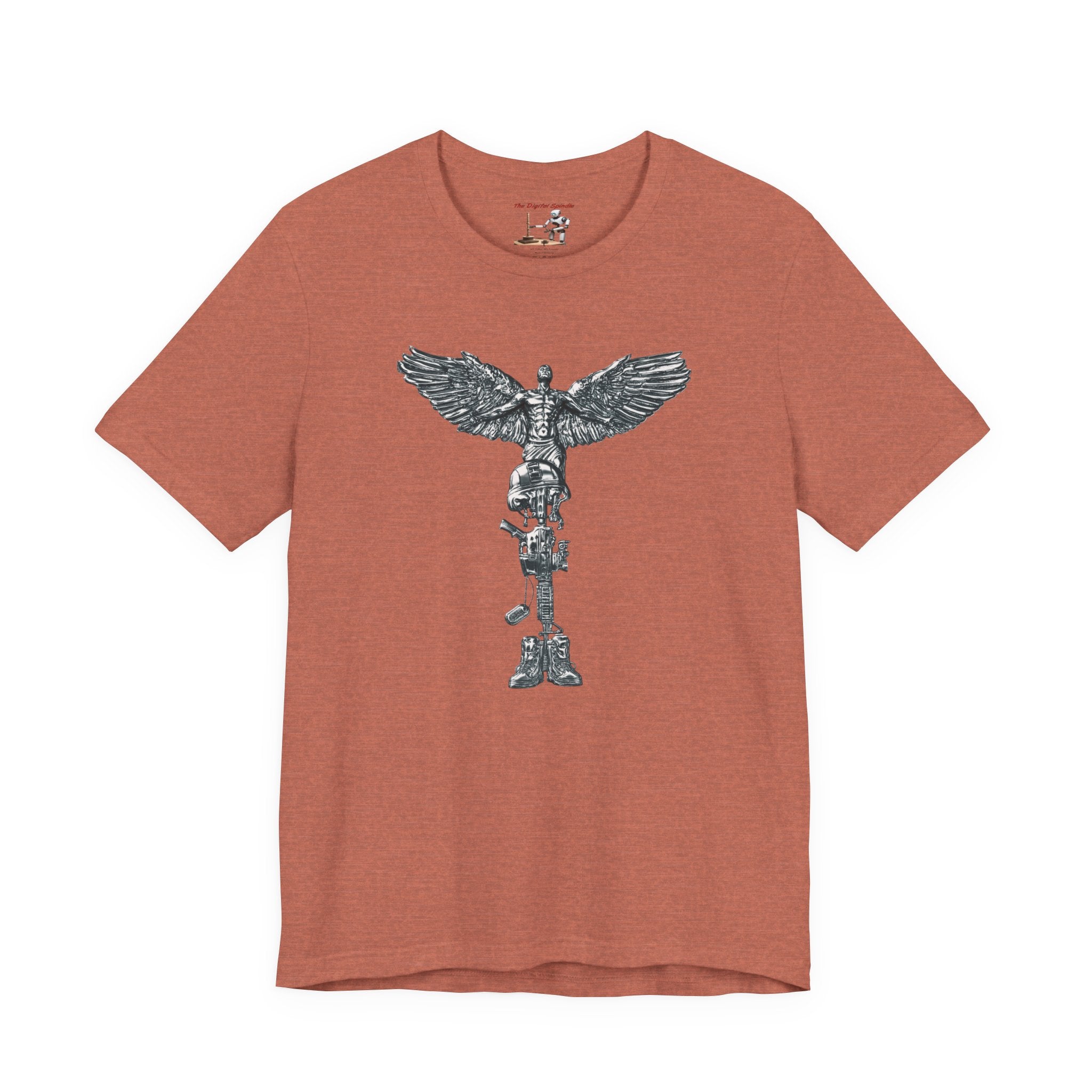 Army Veteran T-Shirt — Military Skull Helmet Back & Winged Medic Front Tee