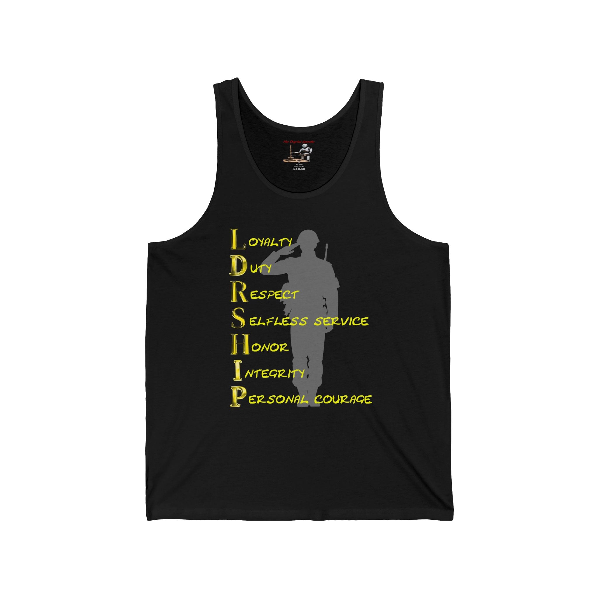 Leadership Values Tank Top — 'Leadership' Acronym Graphic Military Salute Shirt
