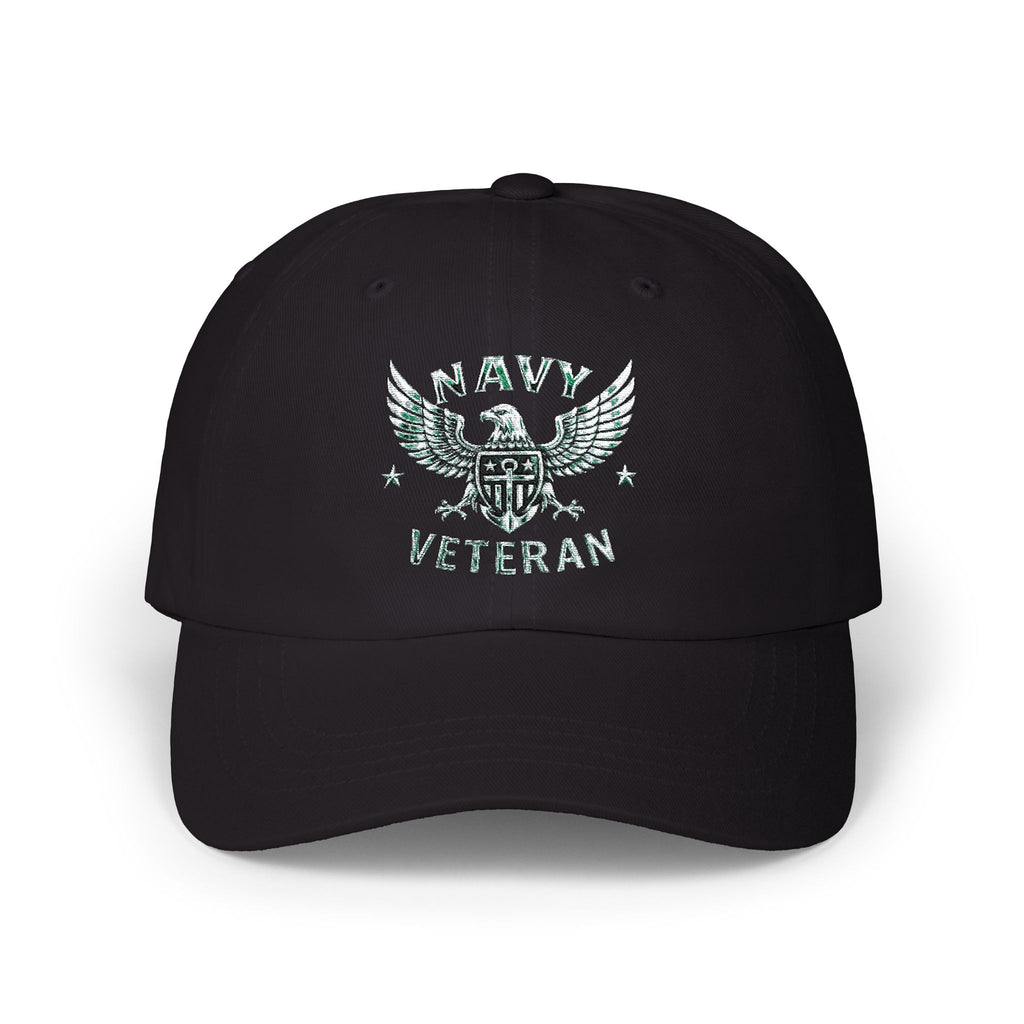 Navy Veteran Classic Dad Cap – Distressed Eagle & Shield Embroidered Hat