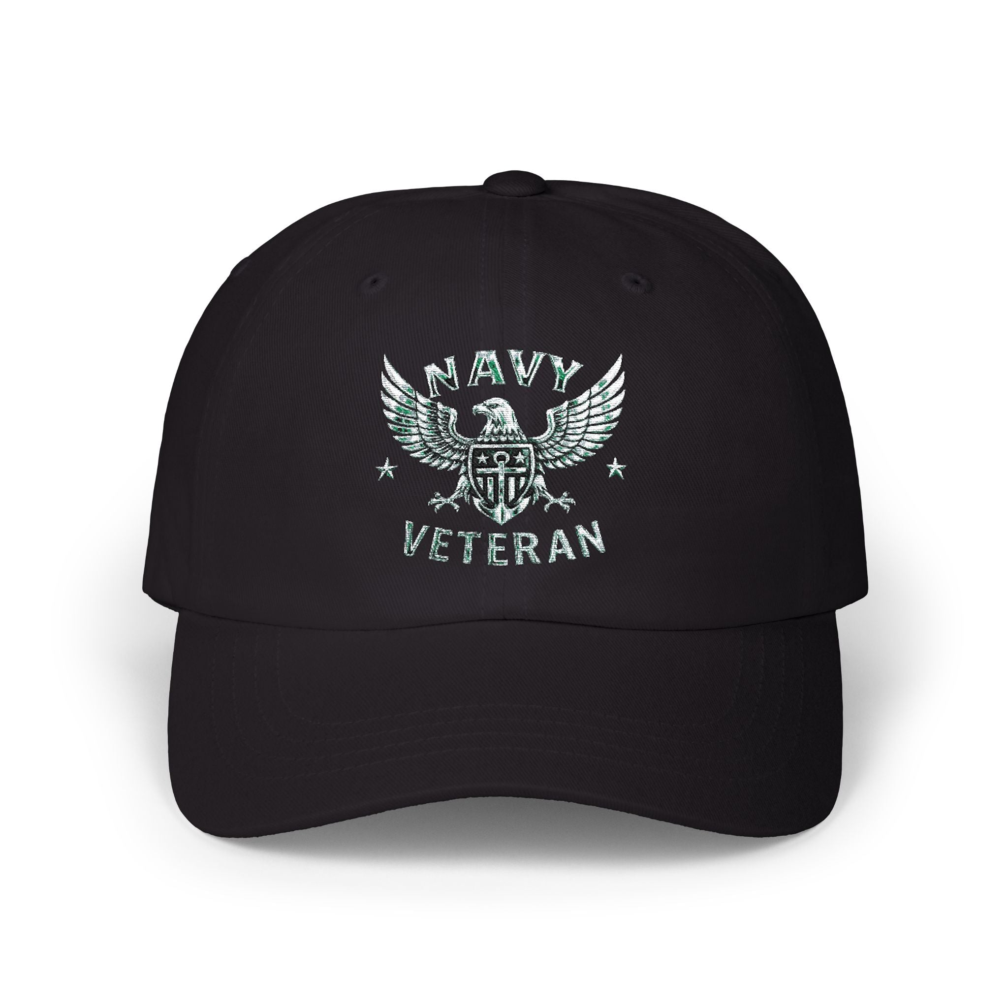 Navy Veteran Classic Dad Cap – Distressed Eagle & Shield Embroidered Hat