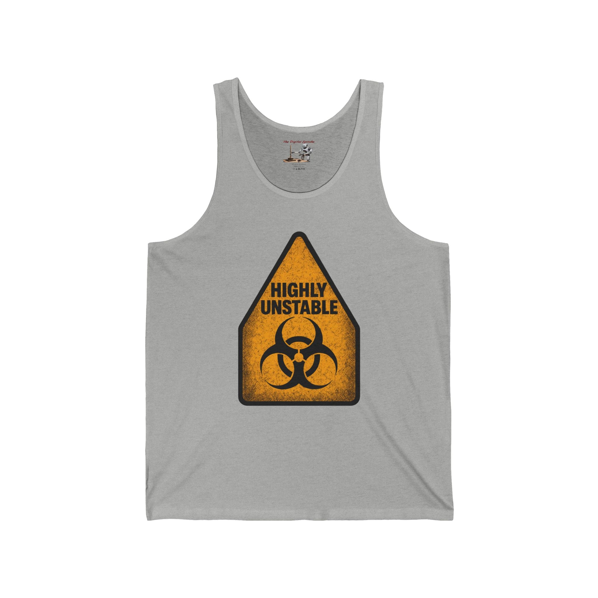 Highly Unstable Biohazard Tank Top – Funny Warning Graphic Muscle Tee