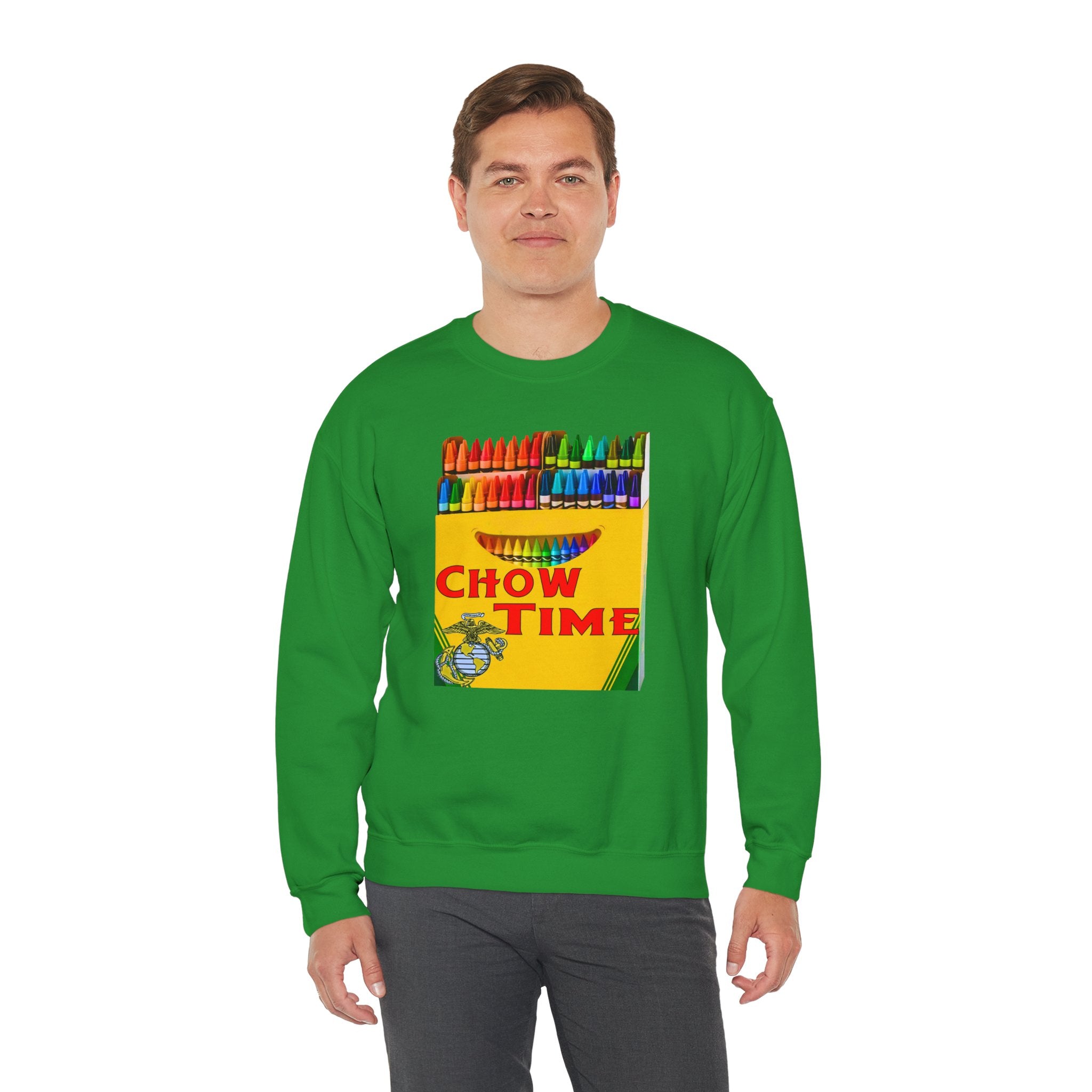 Chow Time Sweatshirt — Colorful Crayon Snack Art Crewneck
