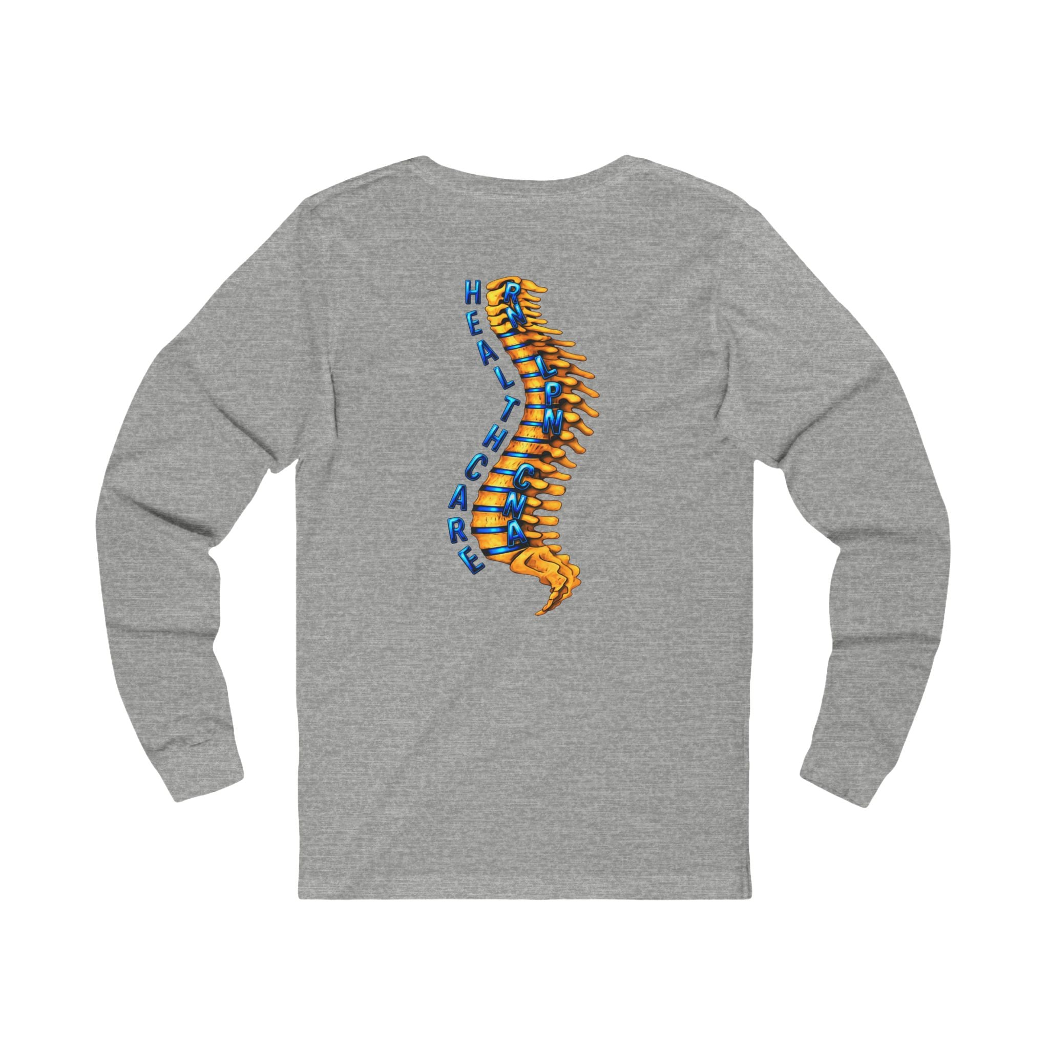 Healthcare Spine Front & Back Long Sleeve Tee — Medical Professional Shirt