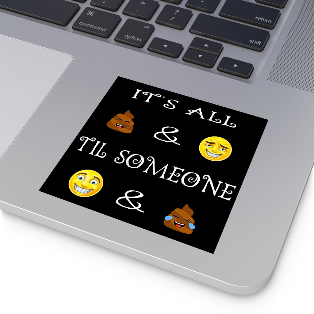 4" × 4" Funny Emoji Square Sticker Decal (Indoor/Outdoor)