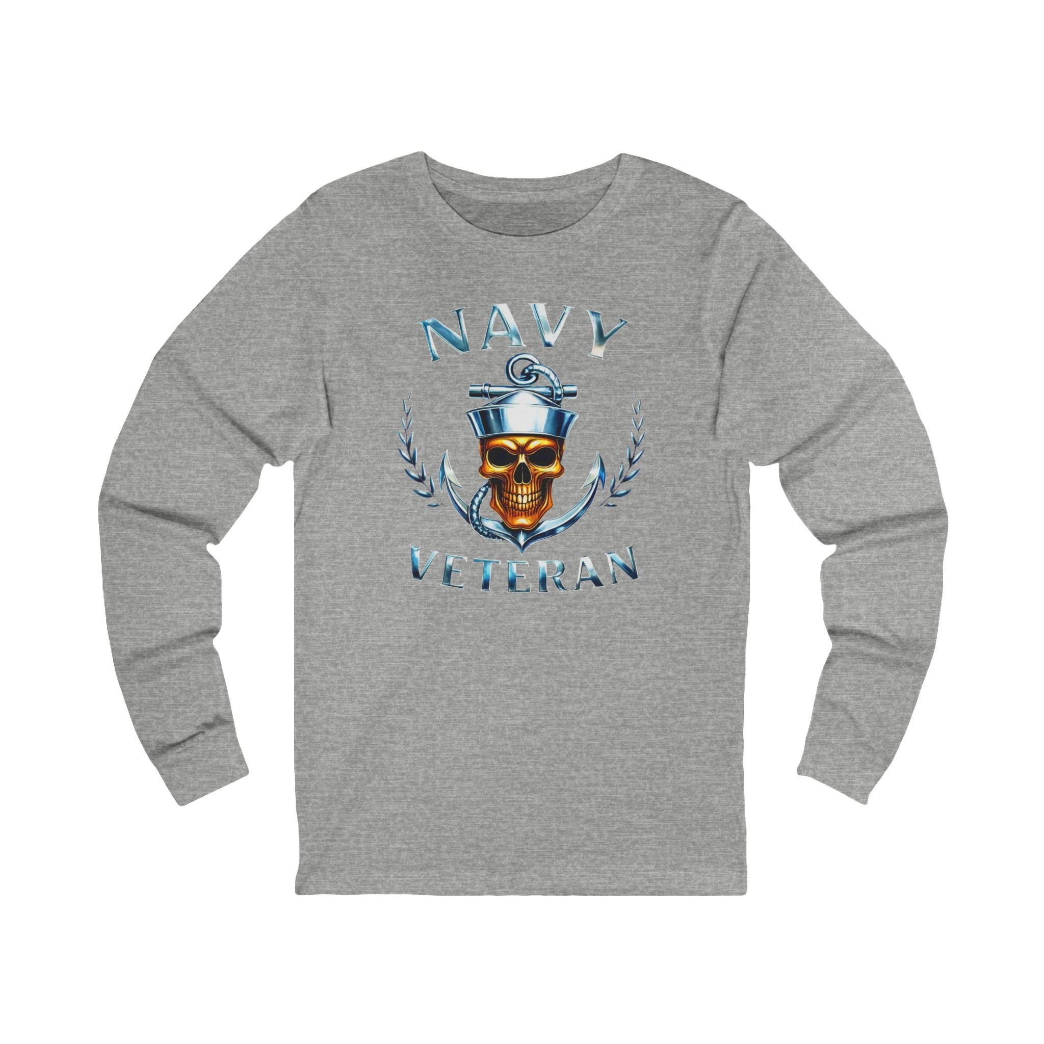 Navy Veteran Skull Anchor Long Sleeve Tee