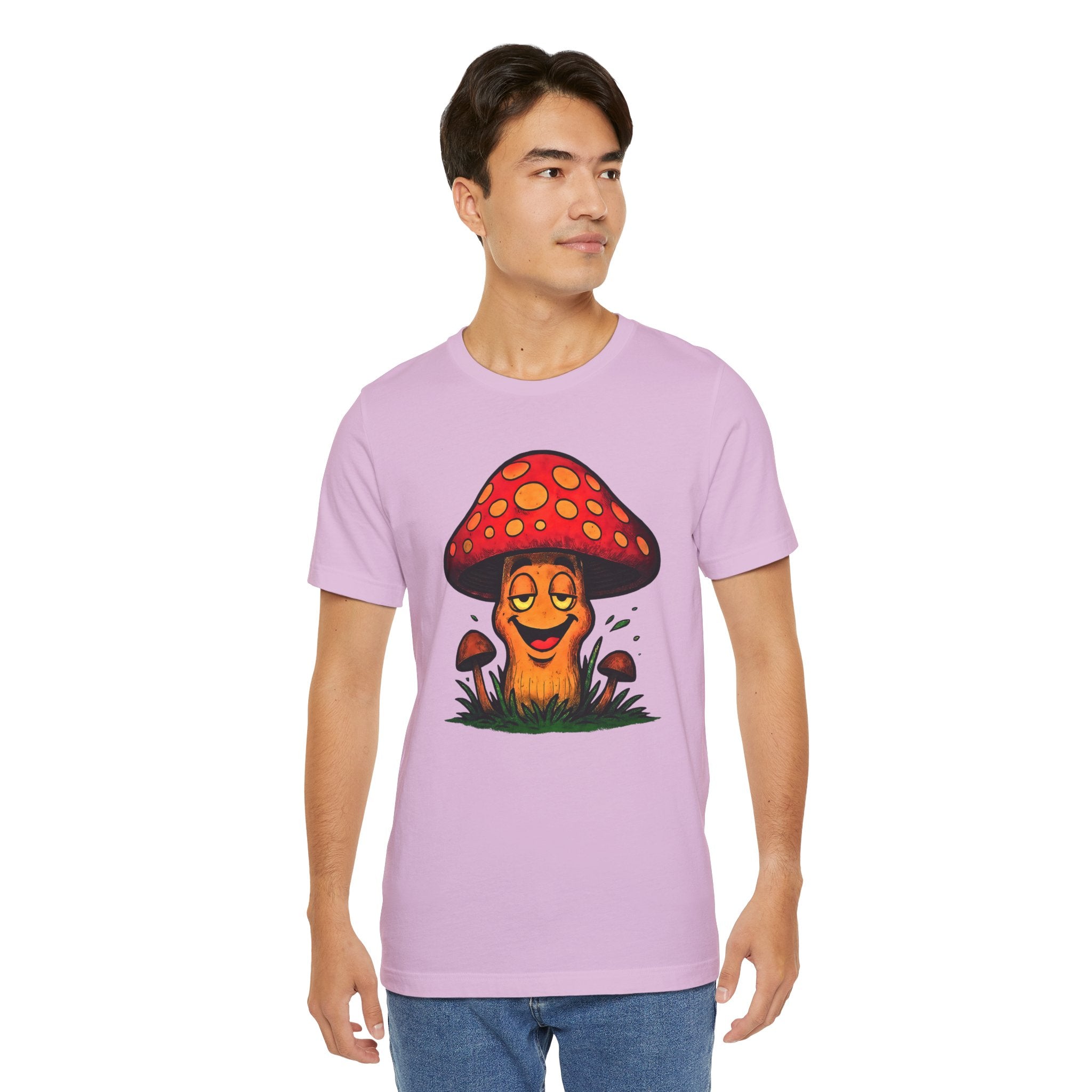 Mushroom Character Tee – Cute Smiling Red Toadstool Graphic Shirt