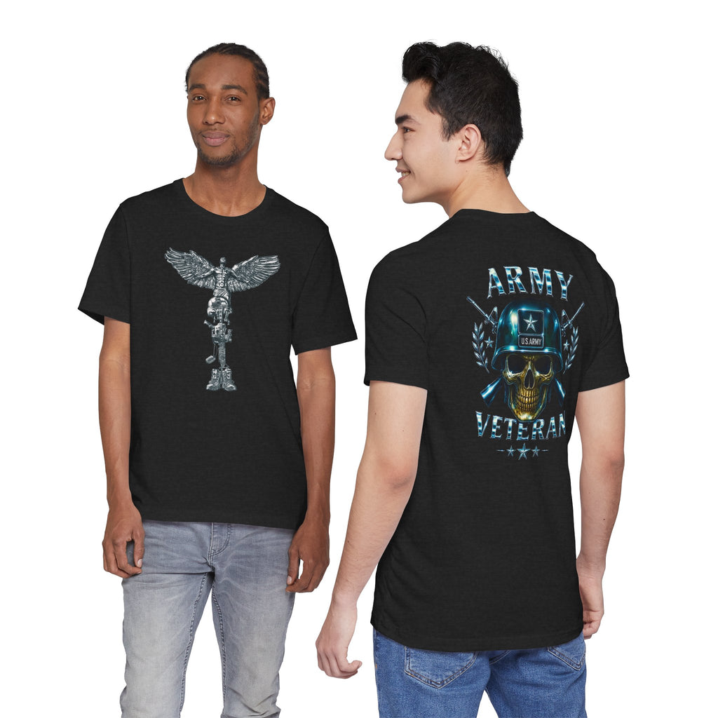Army Veteran T-Shirt — Skull Helmet & Wings Military Tribute Tee