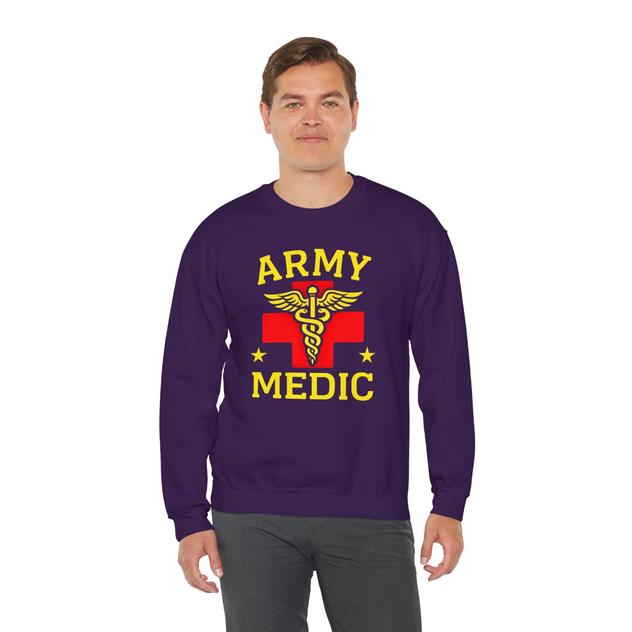 Army Medic Crewneck Sweatshirt — Military Medical Caduceus Design