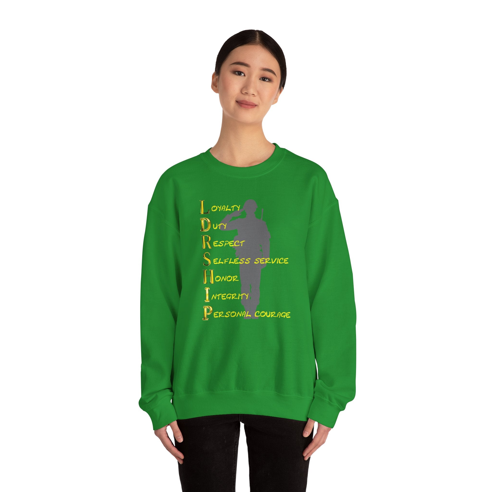 Leadership Military Salute Crewneck Sweatshirt — LDRSHIP Values Design