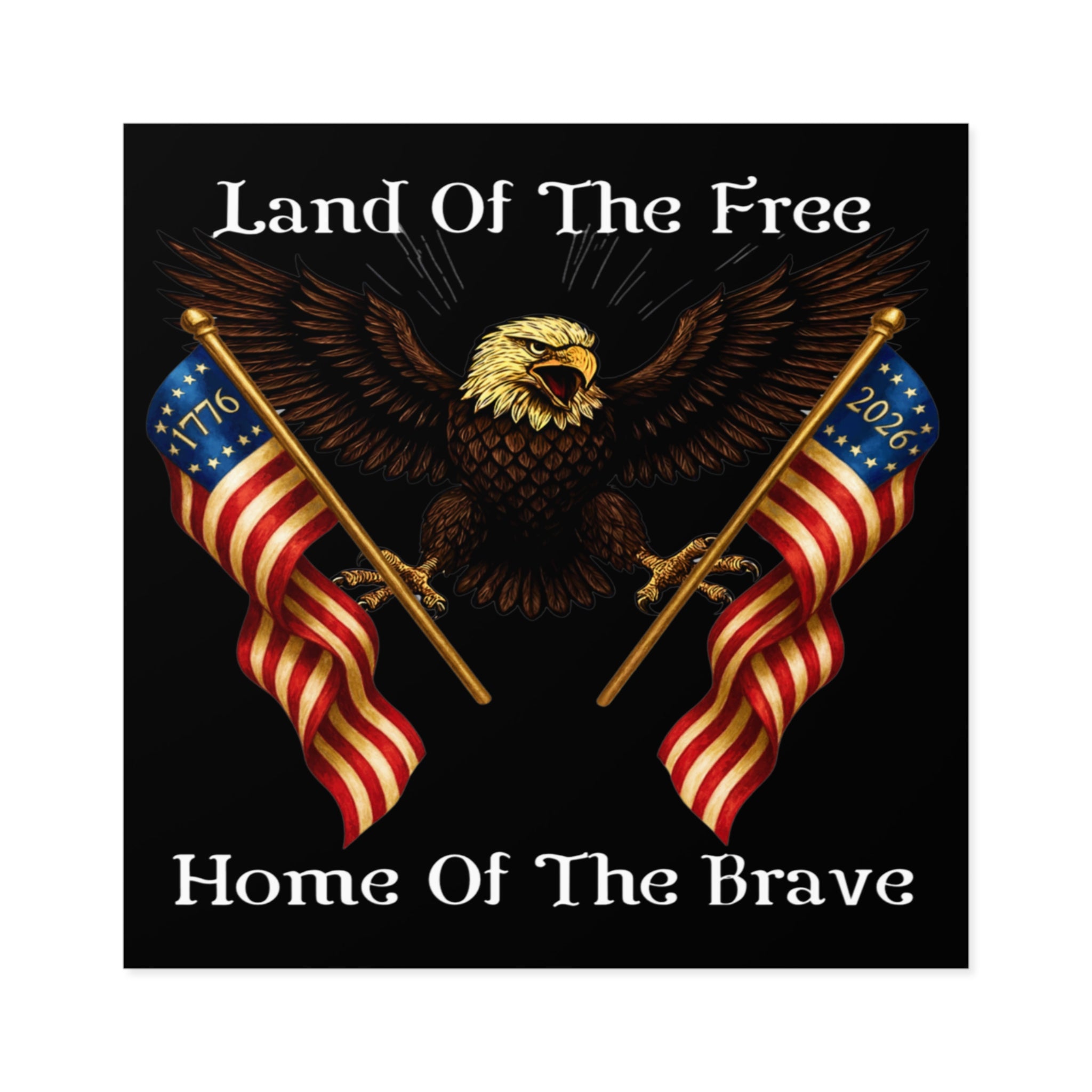 4" × 4" "Land of the Free, Home of the Brave" Square Sticker (Indoor/Outdoor)