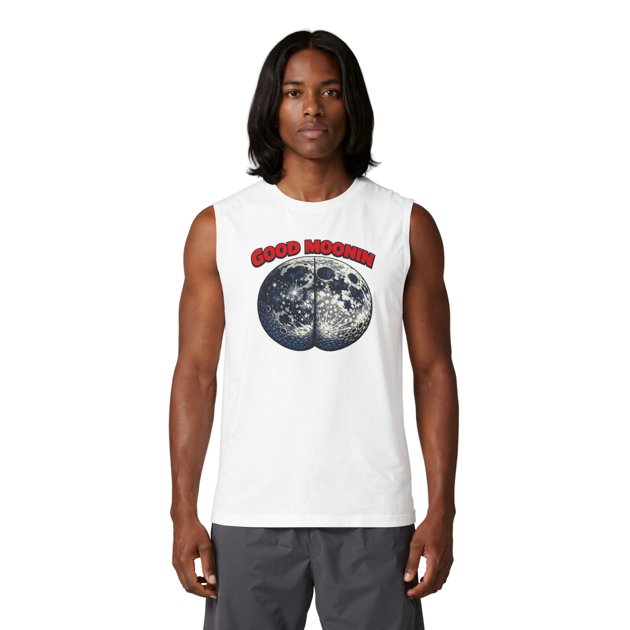 Muscle Tank "Good Moonin" Vintage Moon Graphic