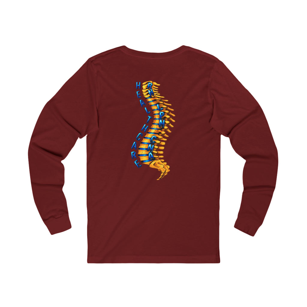 Healthcare Spine Front & Back Long Sleeve Tee — Medical Professional Shirt
