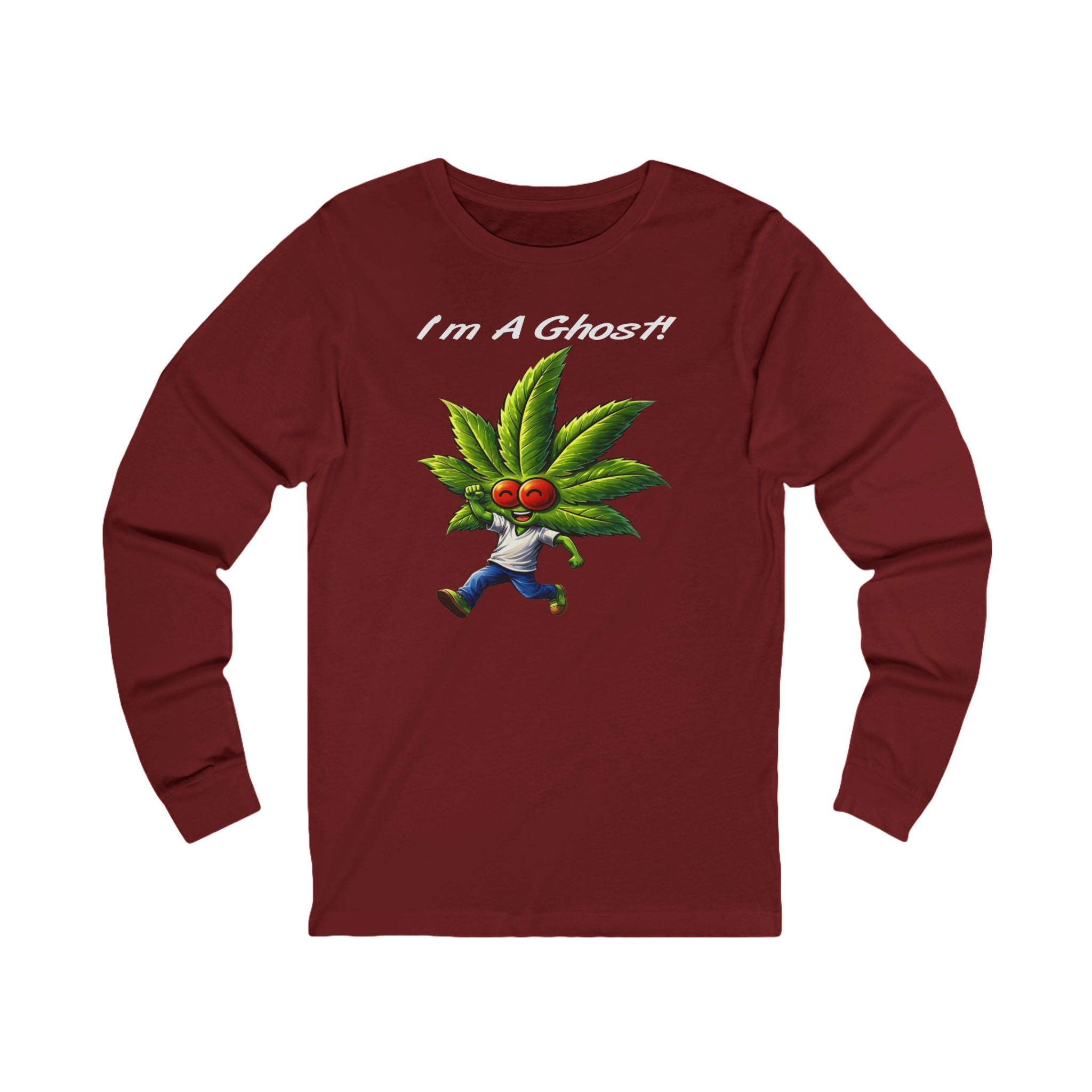 I'm A Ghost! Long Sleeve Tee — Playful Cannabis Leaf Character Shirt