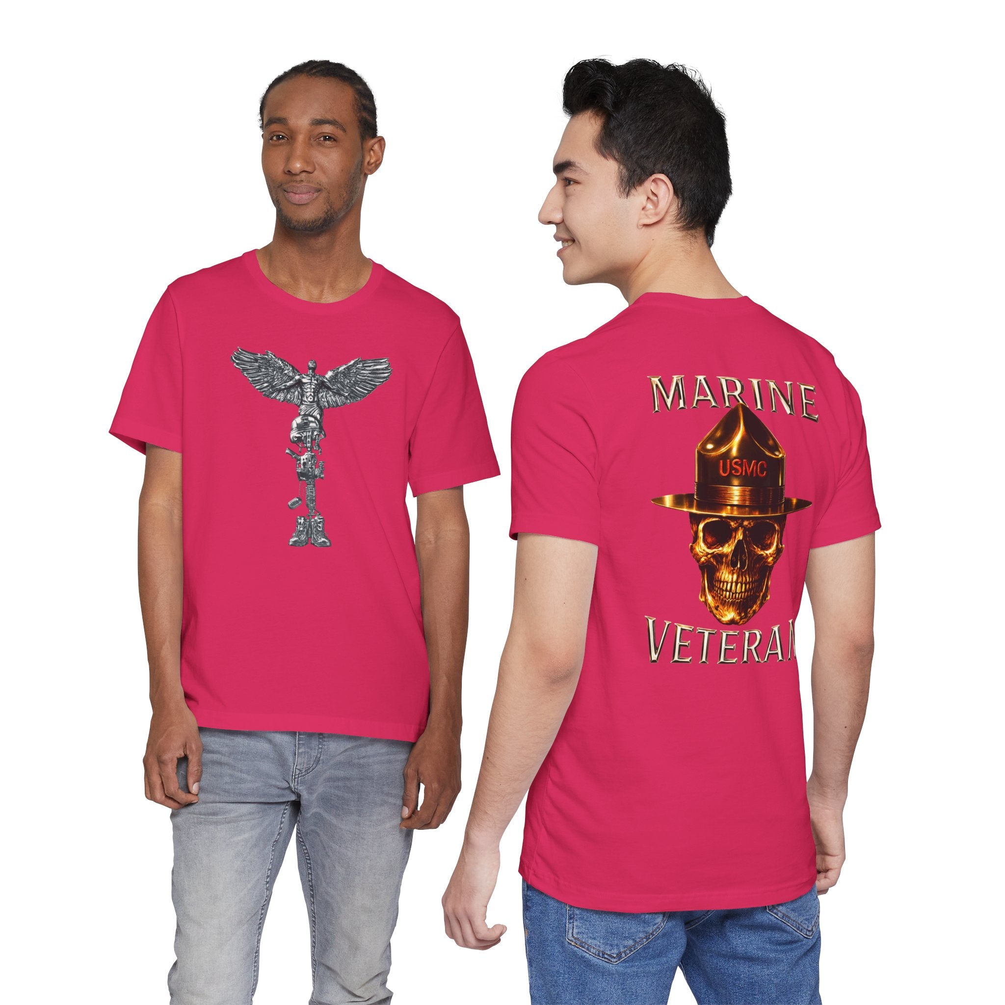 Marine Veteran T‑Shirt — USMC Skull Drill Instructor Graphic Tee