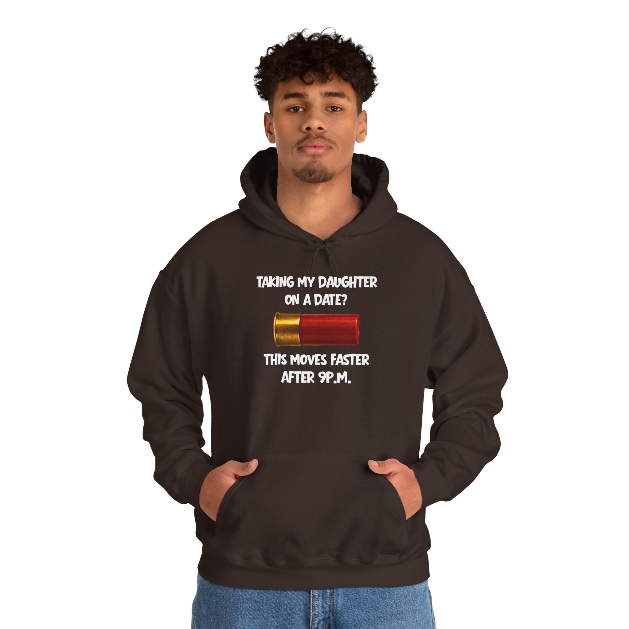 Dad Hoodie "Taking My Daughter On A Date? This Moves Faster After 9 P.M." – Funny Father-Daughter Dad Gift