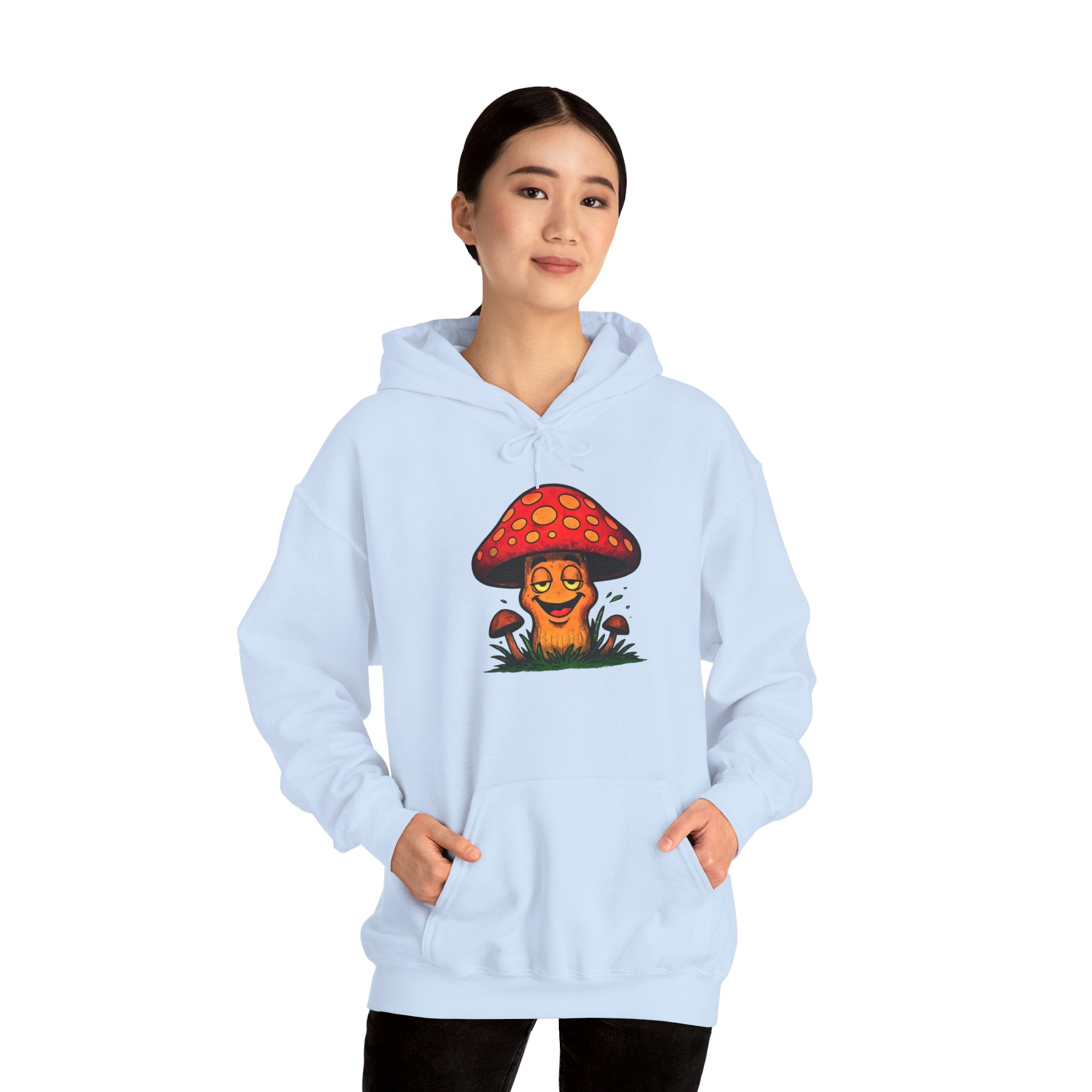Mushroom Smile Hoodie — Cute Psychedelic Toadstool Graphic Sweatshirt