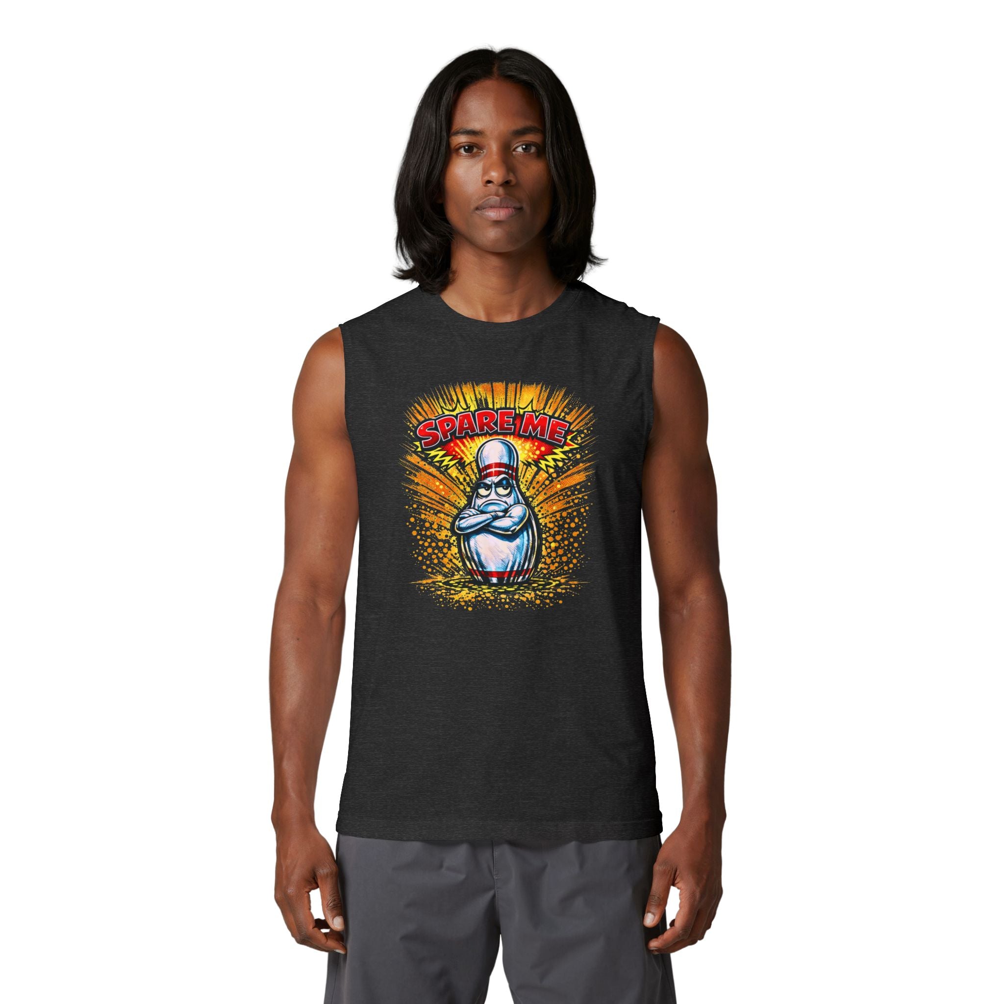 Spare Time Bowling Pin Tank Top — Retro Graphic Muscle Tank
