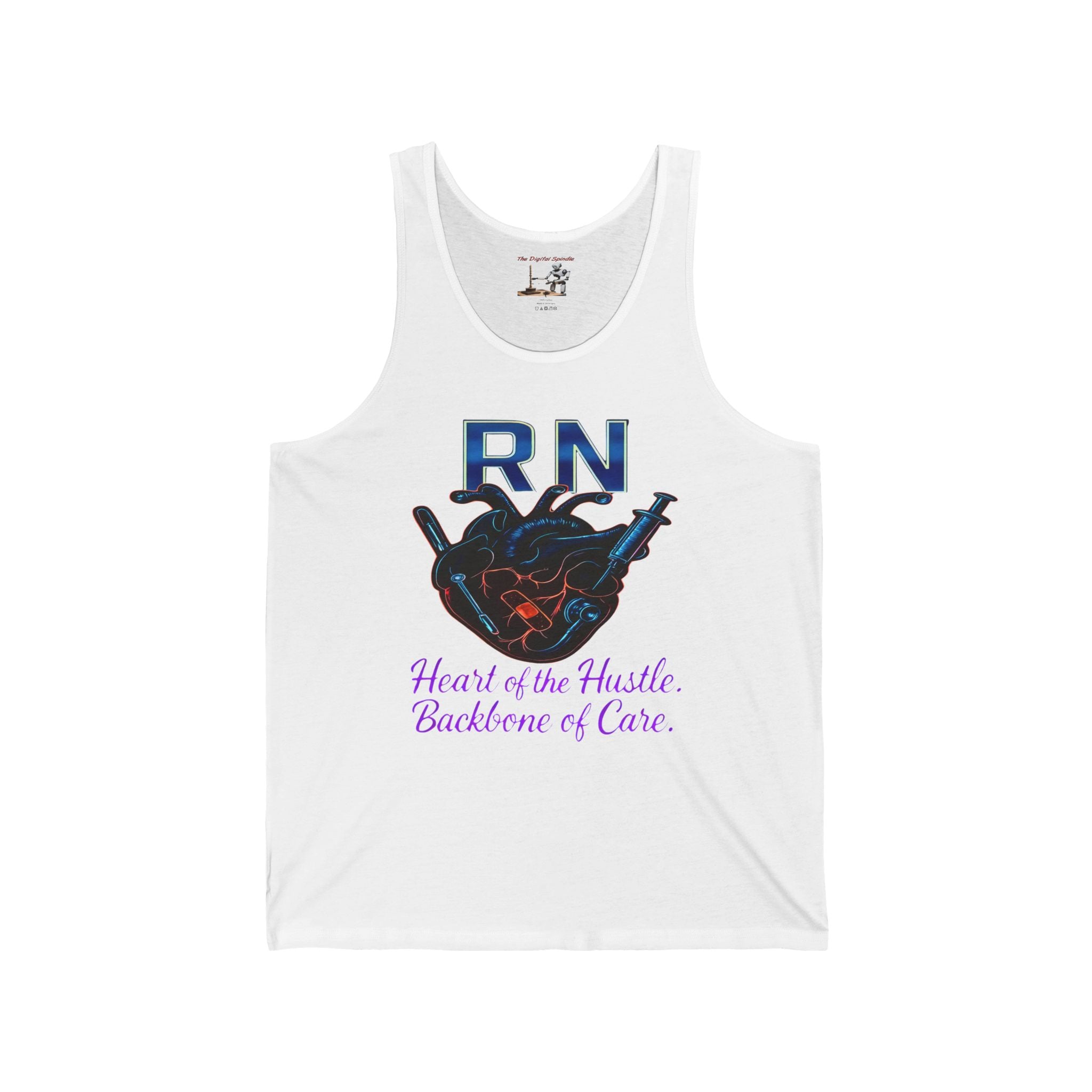 RN Heart Tank Top - "Heart of the Hustle, Backbone of Care" Nurse Tank