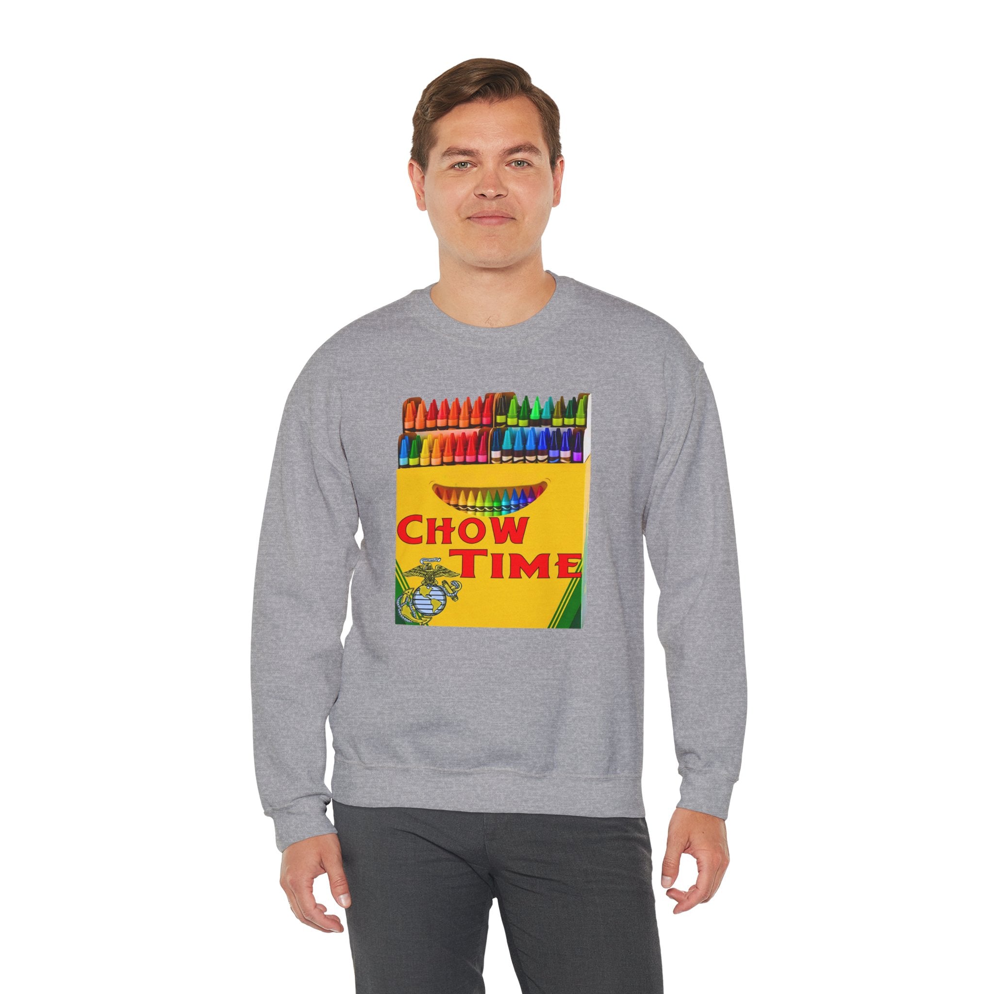 Chow Time Sweatshirt — Colorful Crayon Snack Art Crewneck