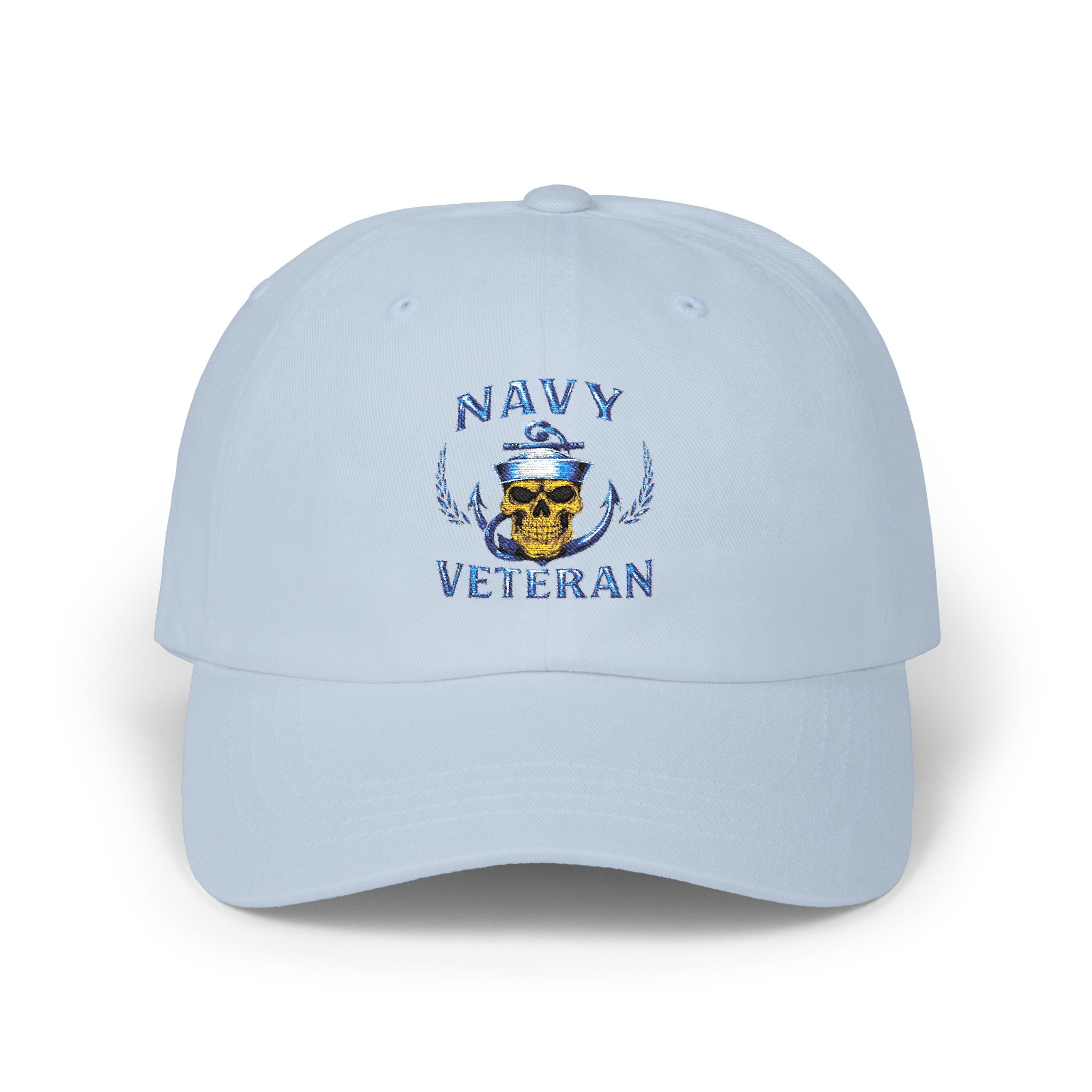 Navy Veteran Skull Dad Cap — Embroidered Military Baseball Hat