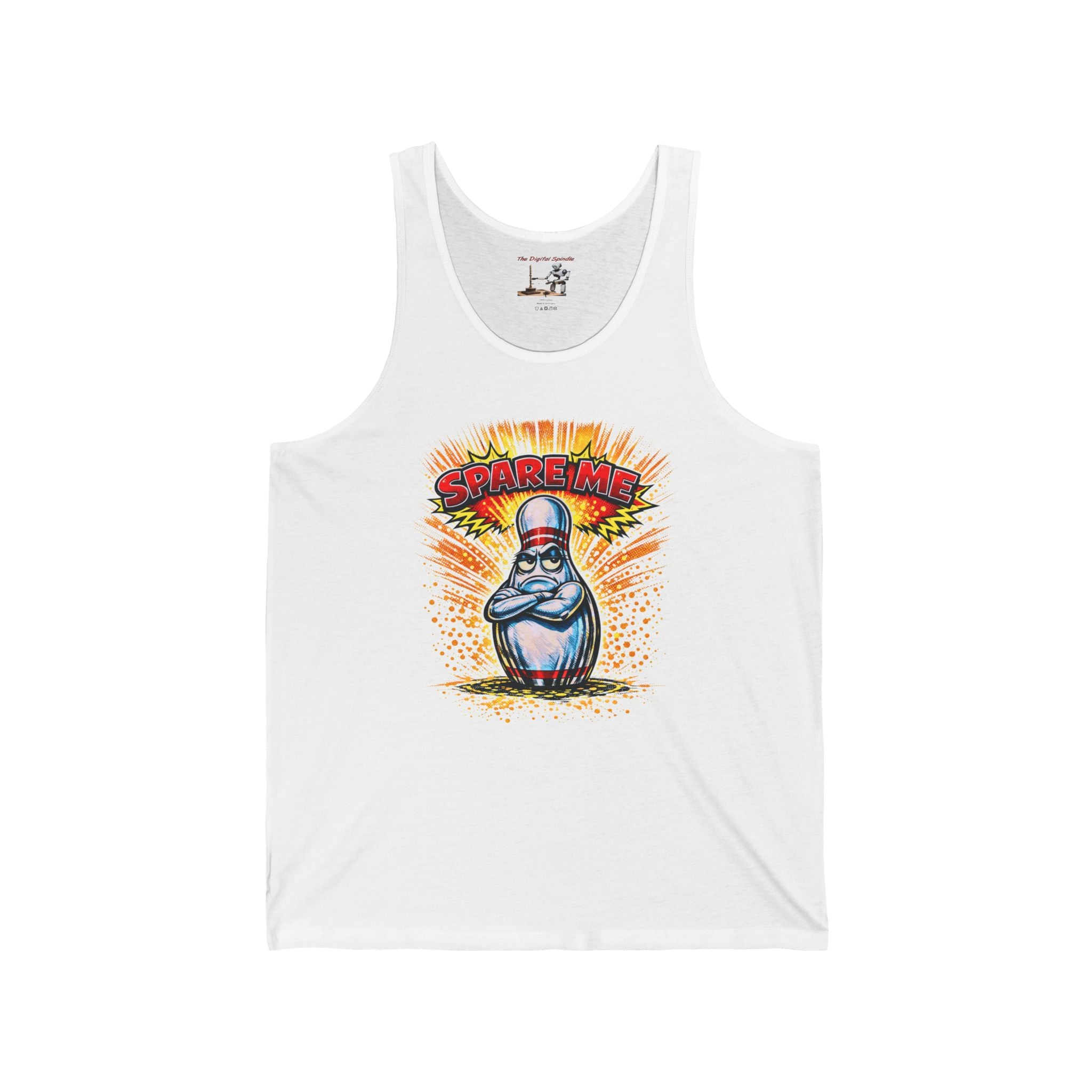 Supreme Bowling Pin Tank Top — Retro Cartoon "Spare Me" Graphic Tank