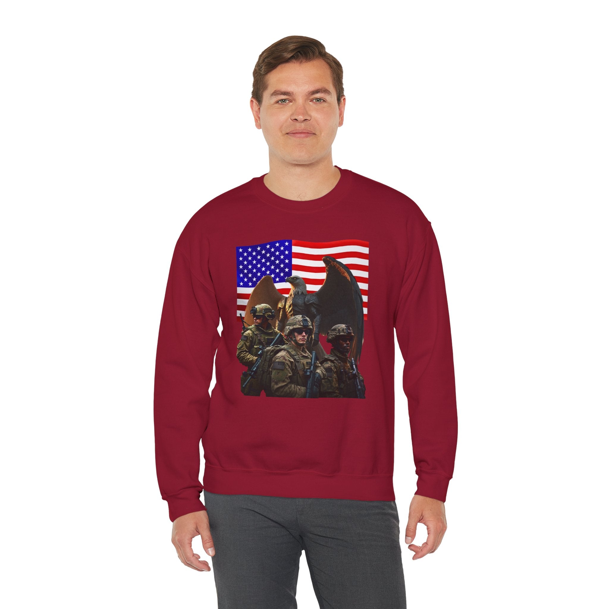 Eagle On Watch Soldiers Sweatshirt — Patriotic Military Crewneck