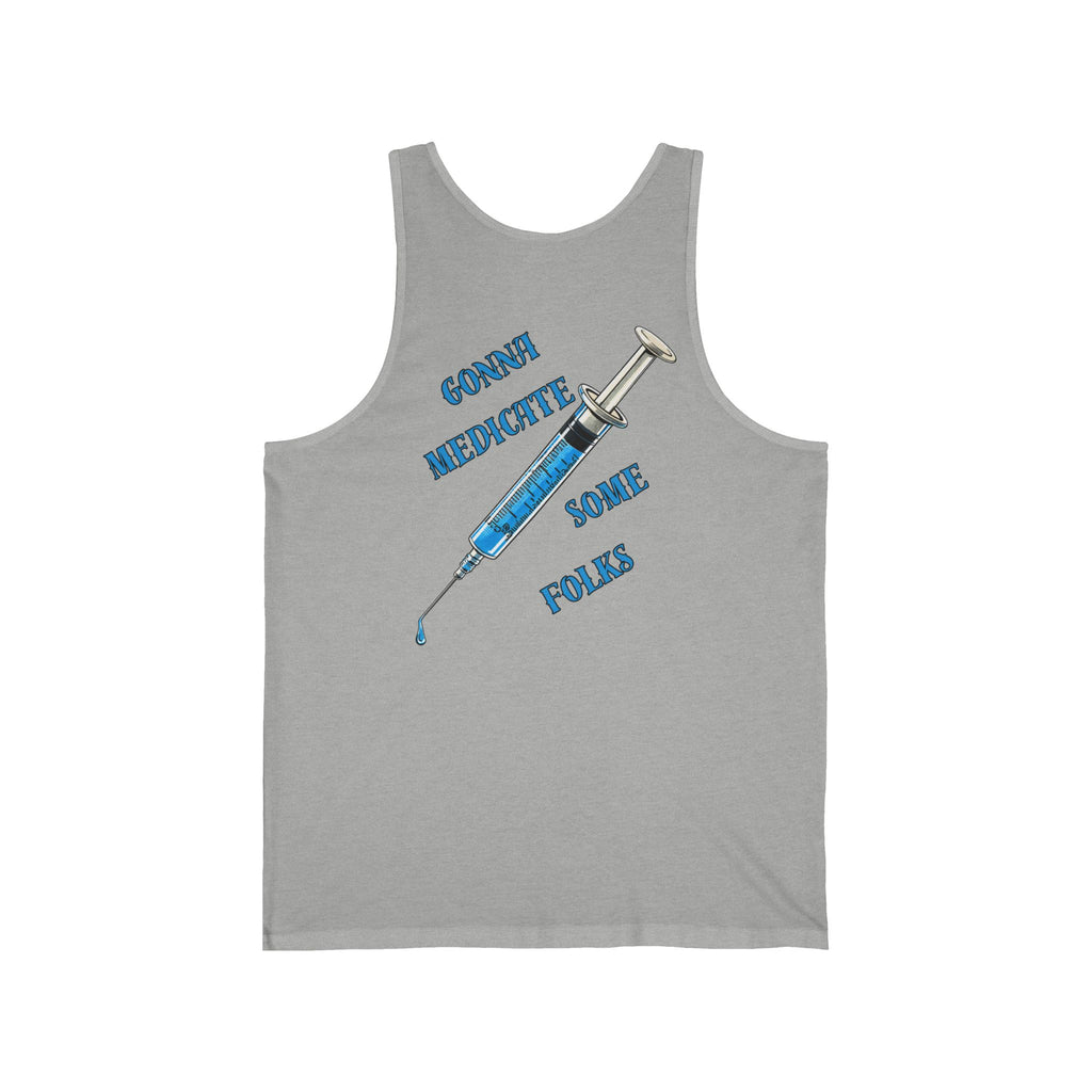 Front & Back "Laughter Is The Best Medicine" & Syringe Graphic Tank Top