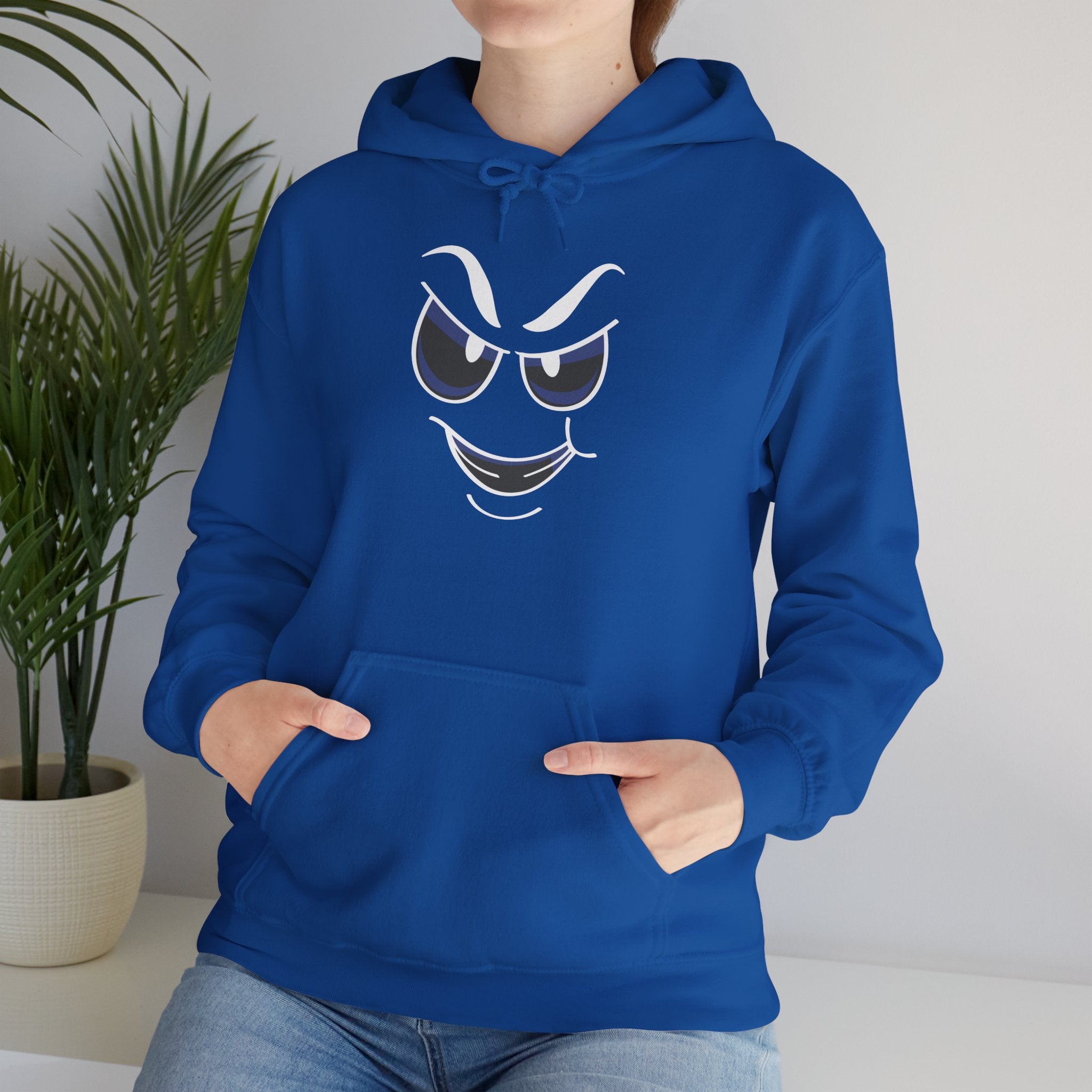 slightly mischievous Face Hoodie — Cool Grin Graphic Pullover