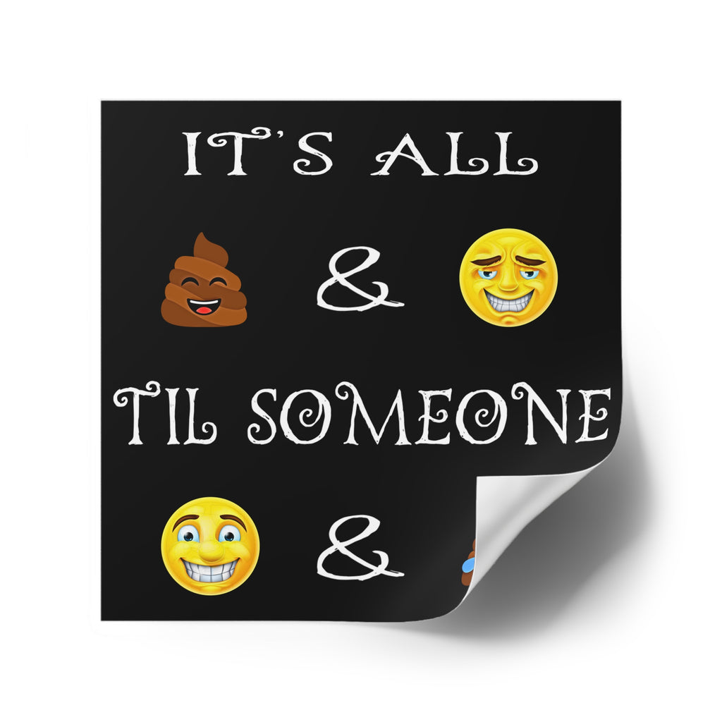 4" × 4" Funny Emoji Square Sticker Decal (Indoor/Outdoor)