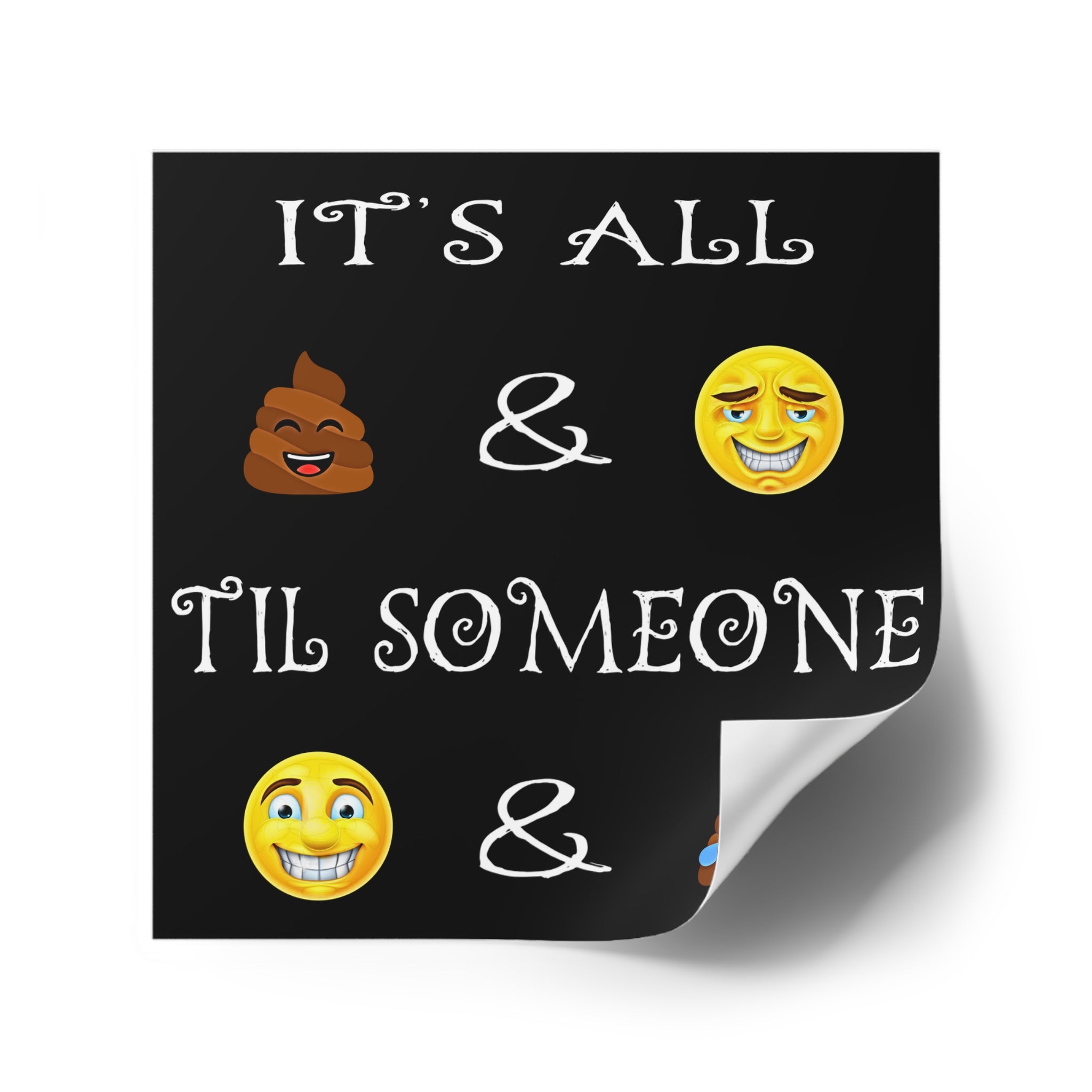 4" × 4" Funny Emoji Square Sticker Decal (Indoor/Outdoor)