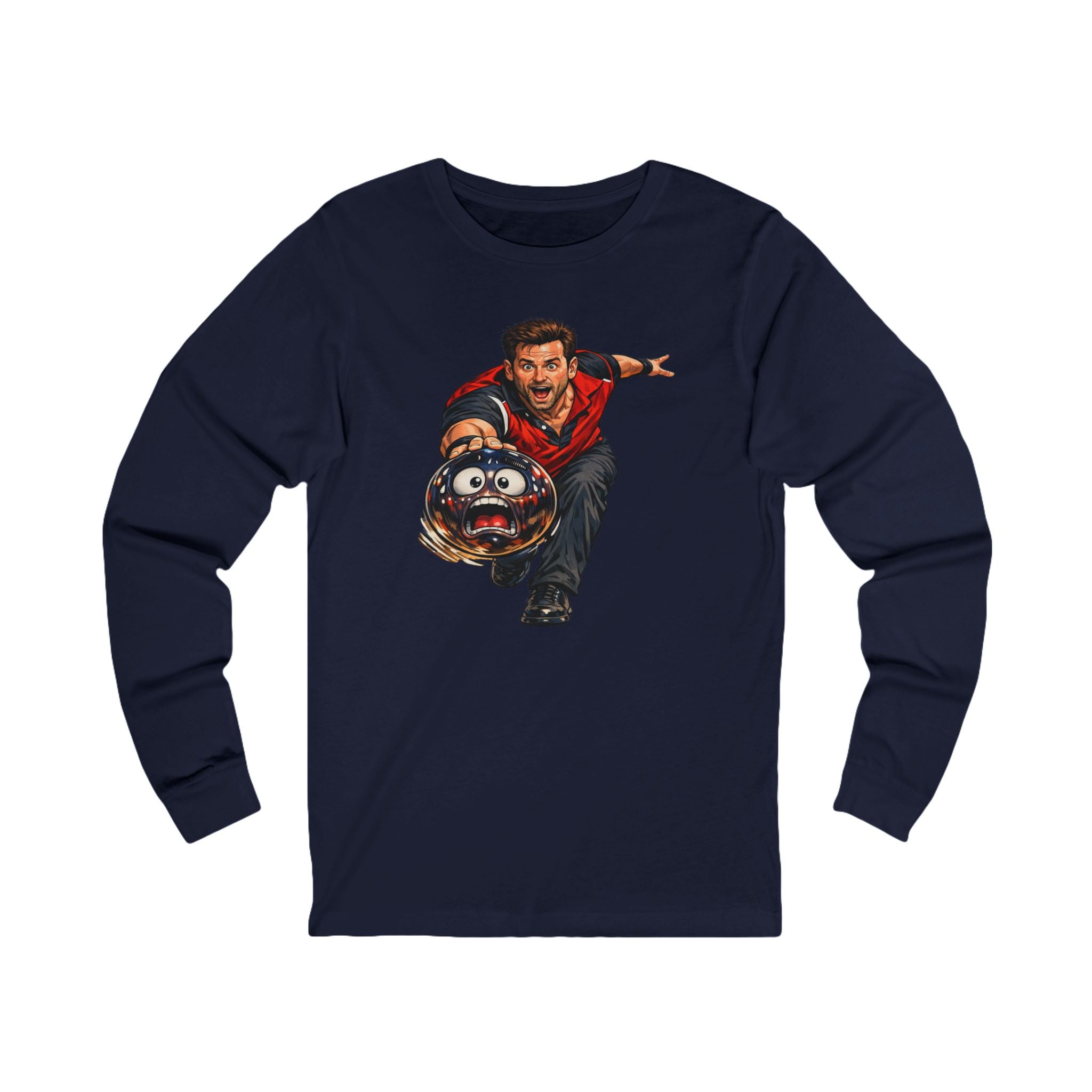 Funny Bowling Ball Graphic Long Sleeve Tee