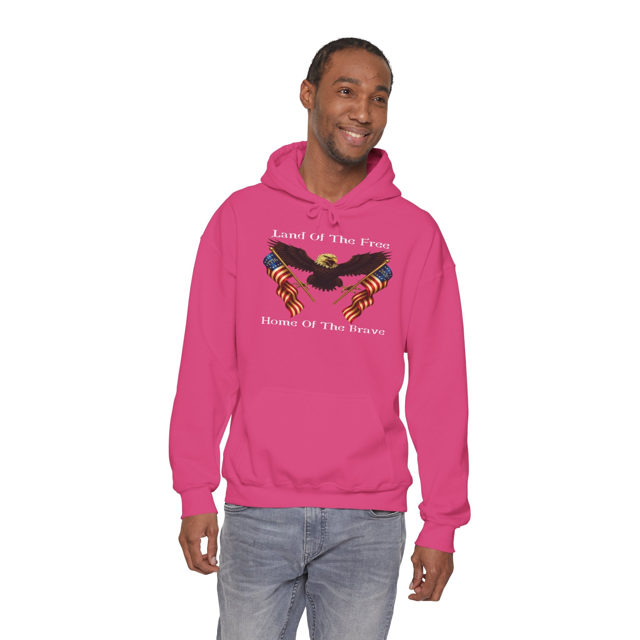 "Land of the Free, Home of the Brave" Hoodie - American Flag Eagle Sweatshirt