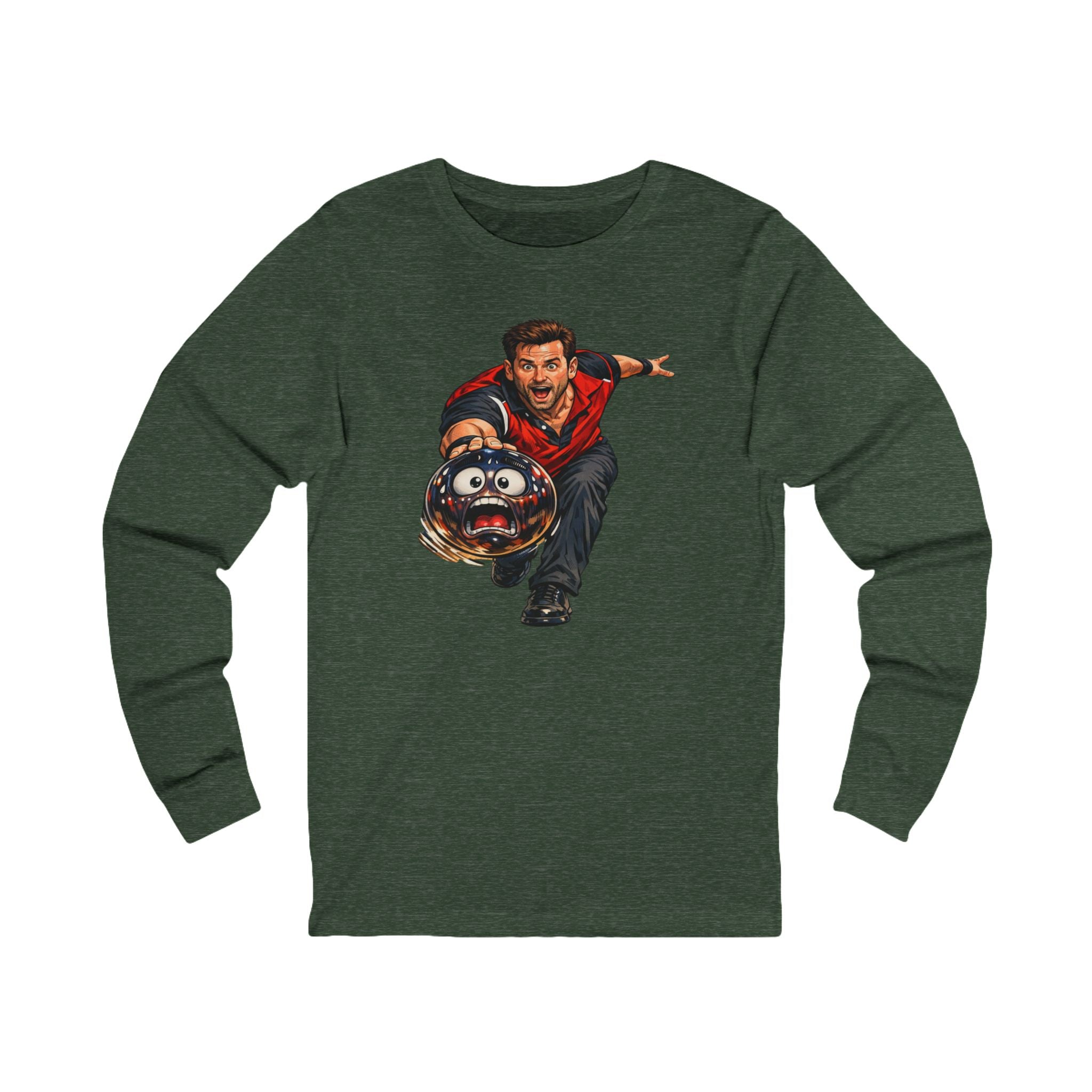 Funny Bowling Ball Graphic Long Sleeve Tee