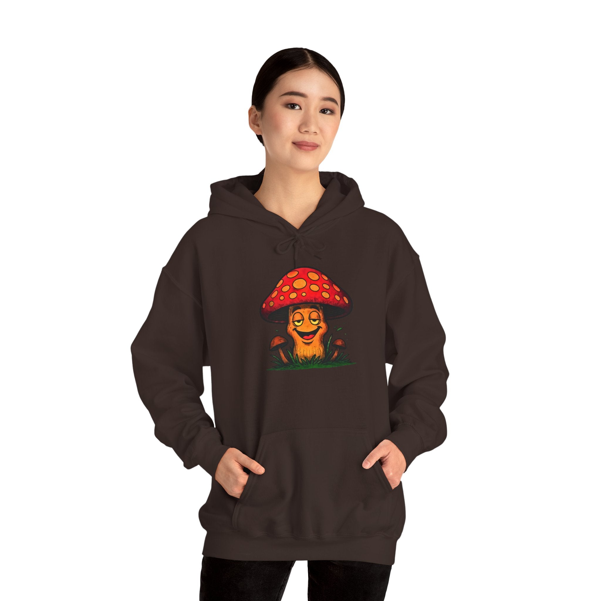 Mushroom Smile Hoodie — Cute Psychedelic Toadstool Graphic Sweatshirt
