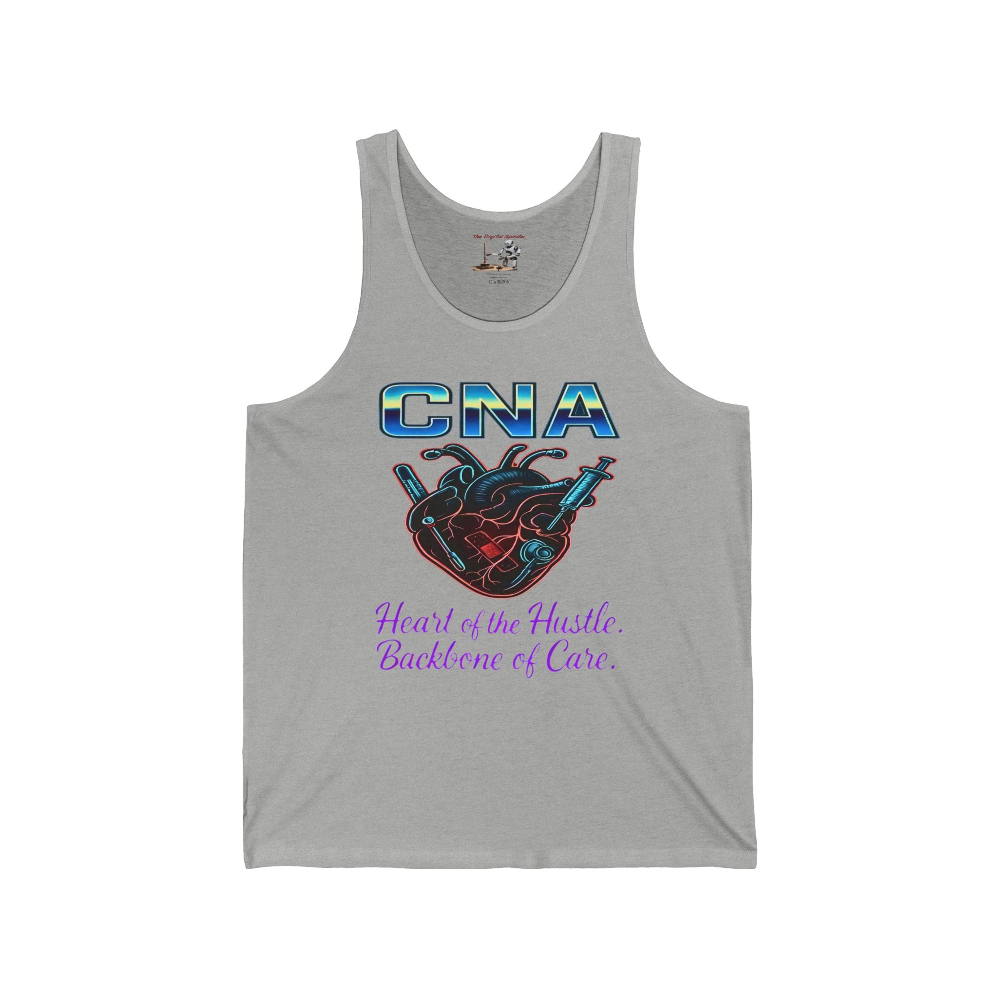 CNA Tank Top – "Heart of the Hustle, Backbone of Care" Graphic