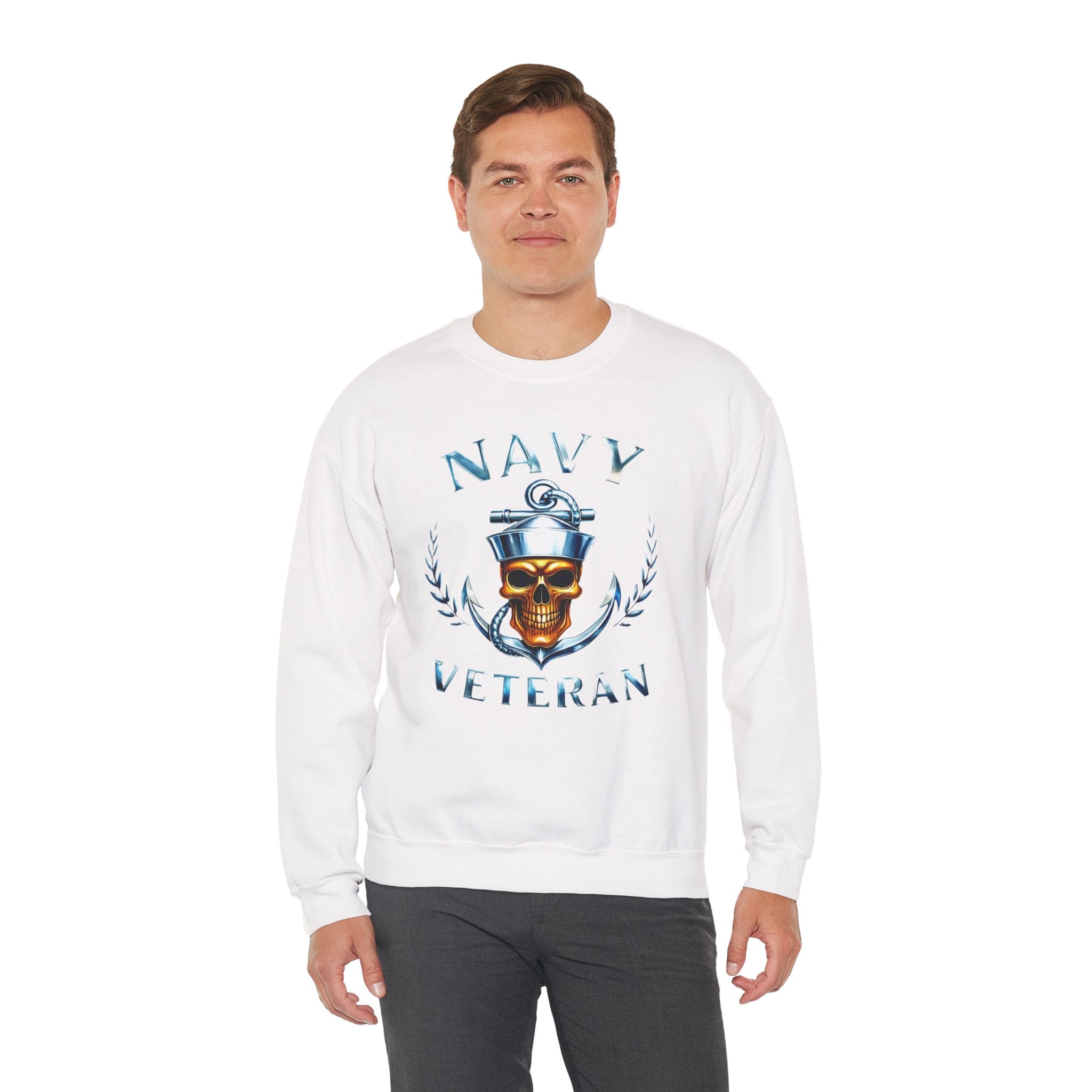 Navy Veteran Skull Anchor Crewneck Sweatshirt